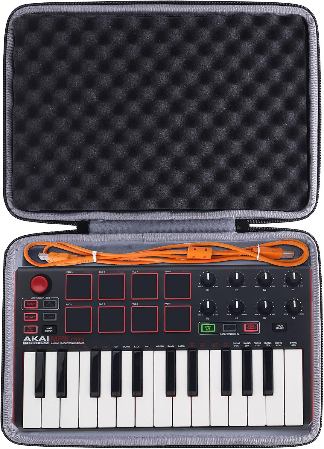 co2CREA Hard Case for Akai MPK Mini MKII/Play 25 Key Keyboard Controller | Compatible with MIDI Keyboard Controller, Travel Protective Storage Bag with Mesh Pocket & Handle