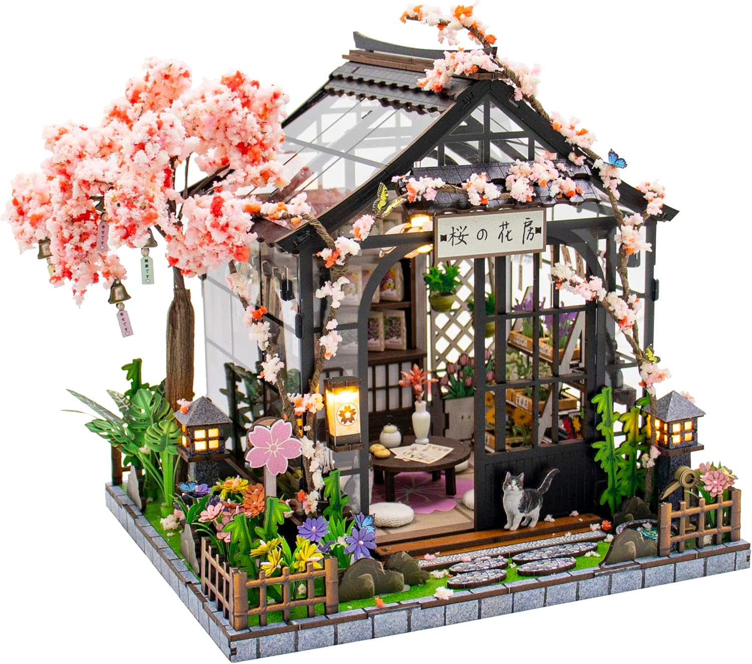 MAGQOO Wooden Dollhouse Miniature with Furniture DIY Dollhouse Kit DIY House Kit Tiny House Kit with Voice Control and Music Movement 1:18 Scale Creative Room Idea(Time Travel)