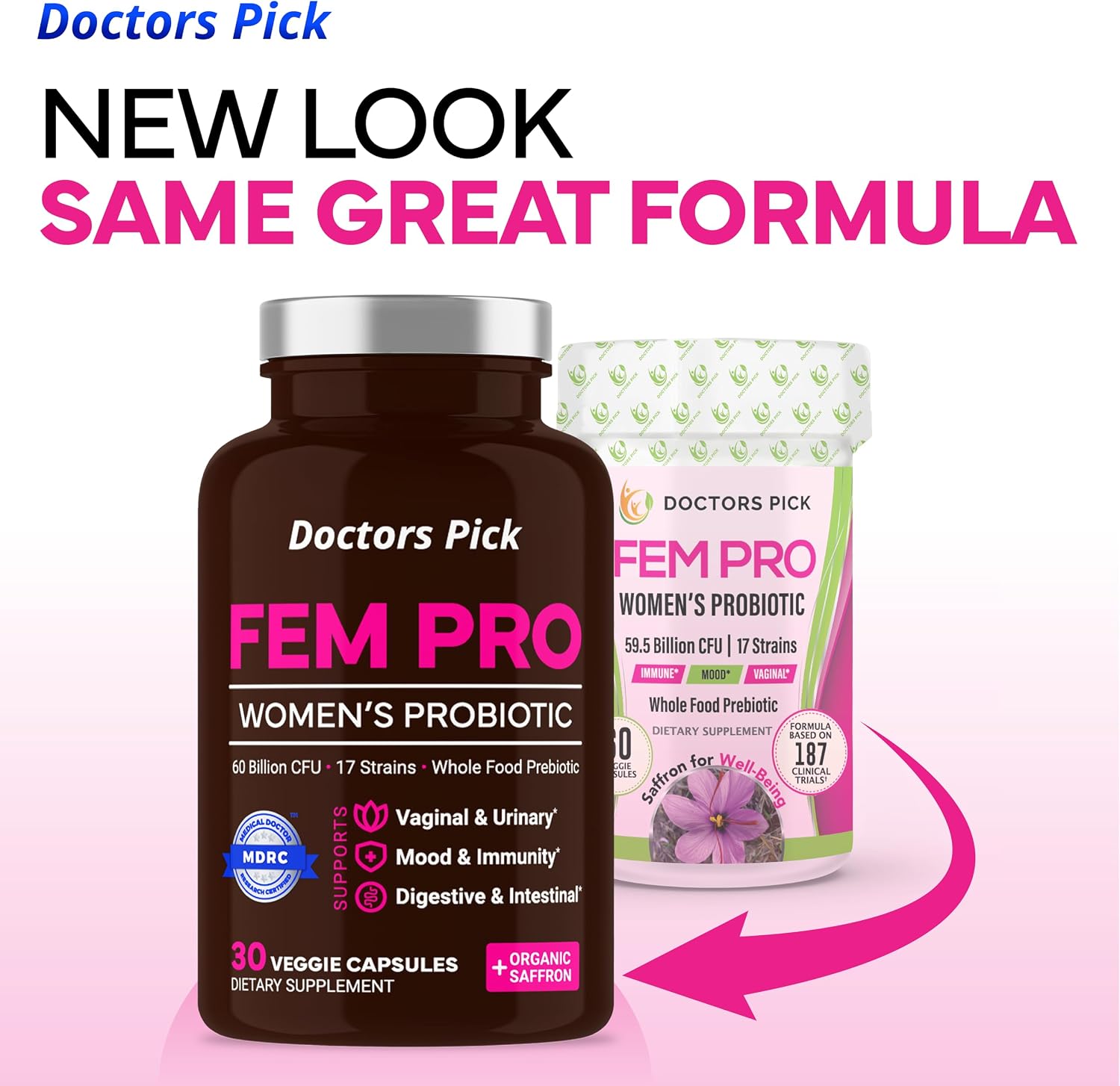 Fem Pro Probiotics for Women. 17 Clinically Effective Strains for Vaginal, Digestive & Immune Support, Urinary Tract Health