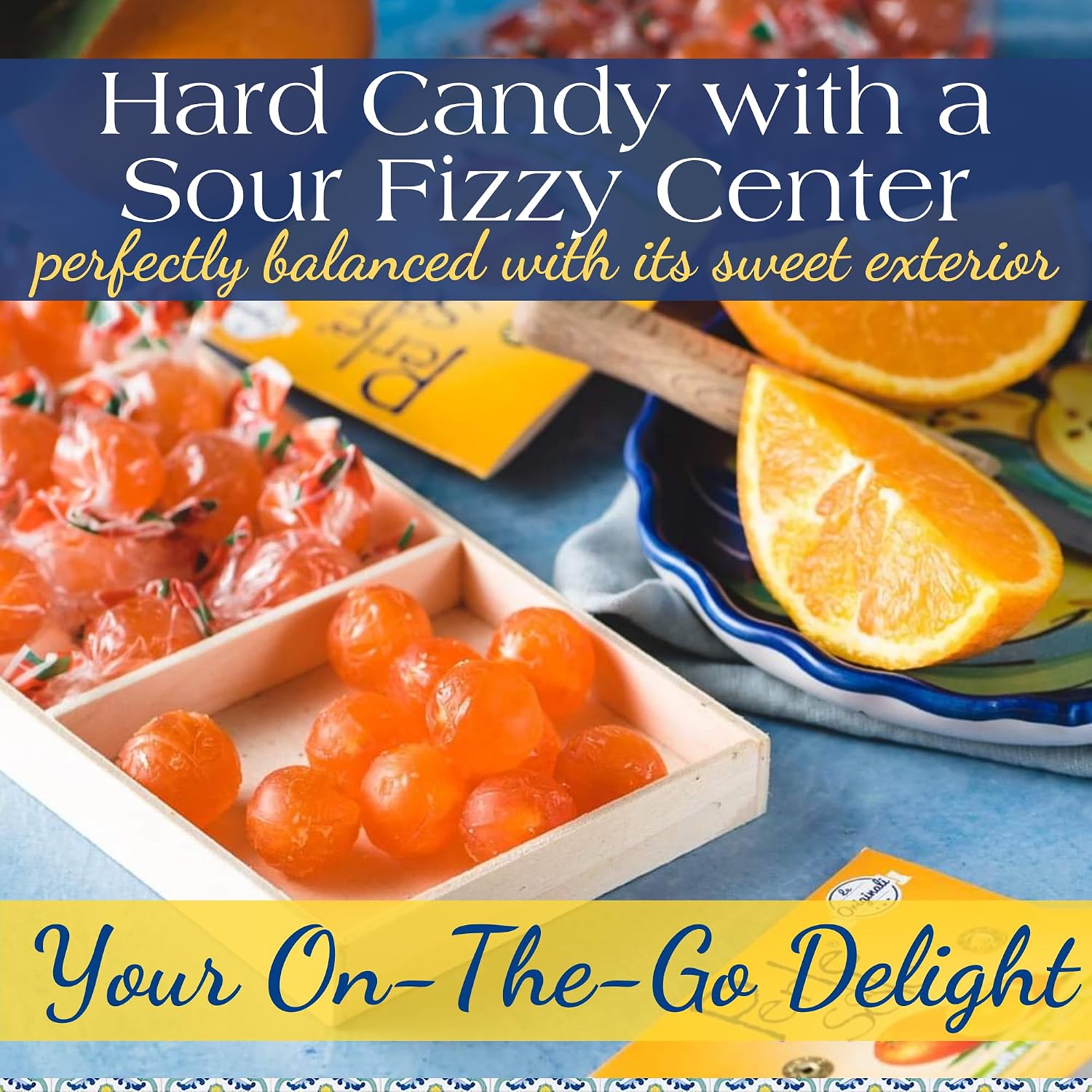 Perle di Sole Italian Lemon Drops Hard Candy Individually Wrapped (7.05 oz) Made with Essential Oils of Amalfi Coast P.G.I. Lemon - Italian Imported Gifts From Italy