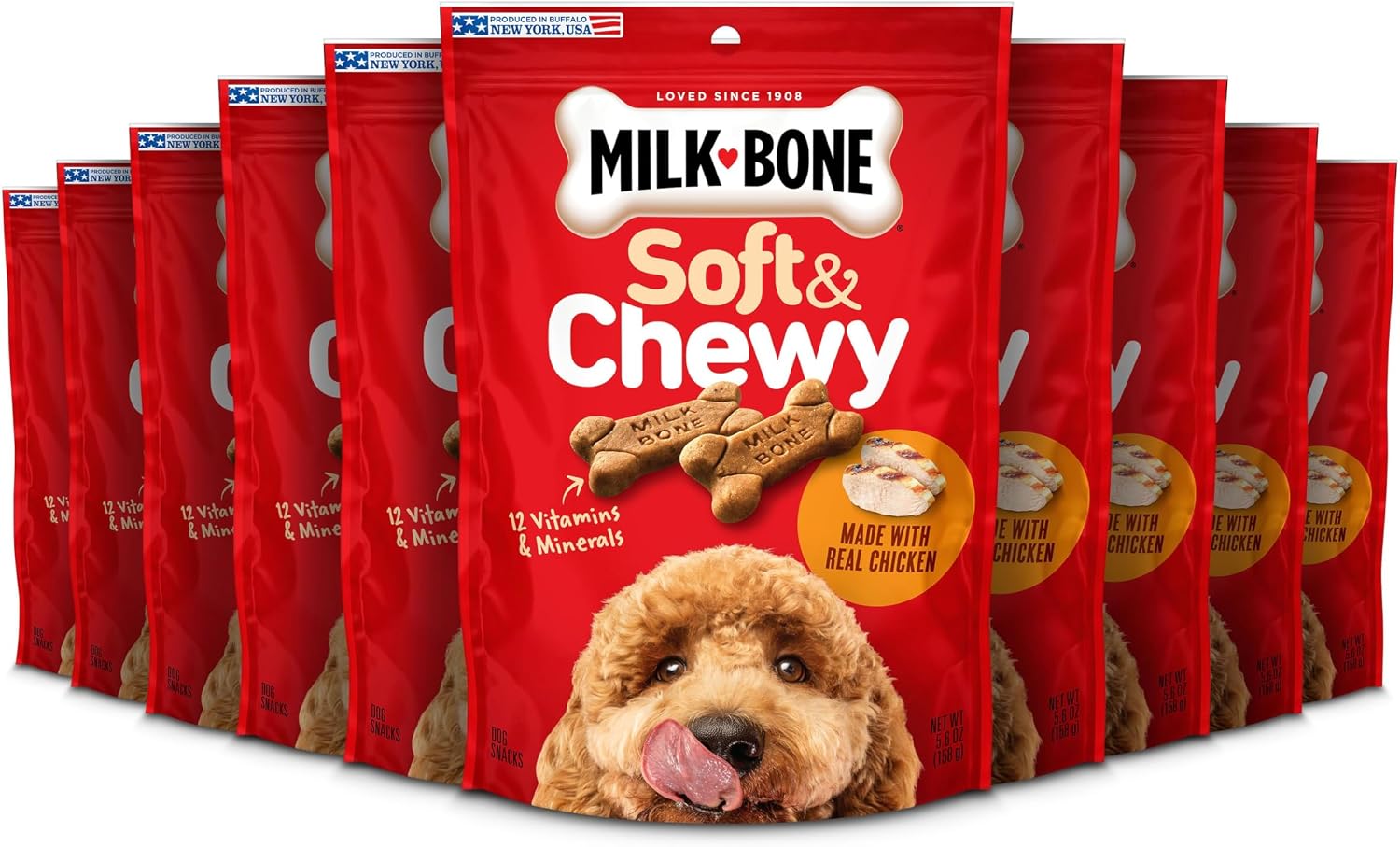 Milk-Bone Soft & Chewy Dog Training Treats, 25 oz Canister | Made with real chicken breast, soft dog treats for training and rewarding, 18% protein, fortified with vitamins and minerals