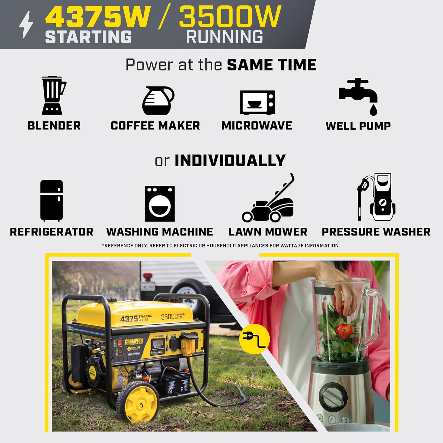 Champion Power Equipment 4375-Watt Wireless Remote Start RV Ready Portable Generator with Free 3-Year Warranty