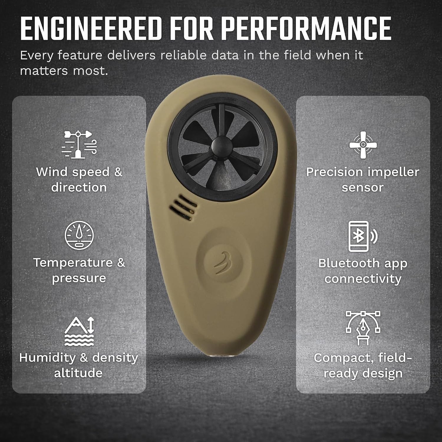Tempest Anemometer – Handheld Wind Meter for Precision Shooting, Wind Speed Anemometer, Air Flow Meter