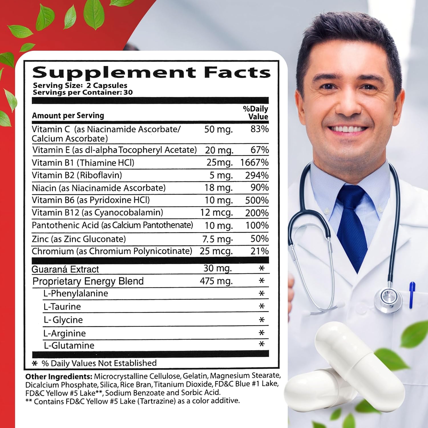 60 Caps Neurobion Energy - Amino Acids Vitamin B1 B2 B6 B12 - Increases Brain Alertness & Stamina | One a day supports normal metabolism and nervous system function; sealed, authentic import