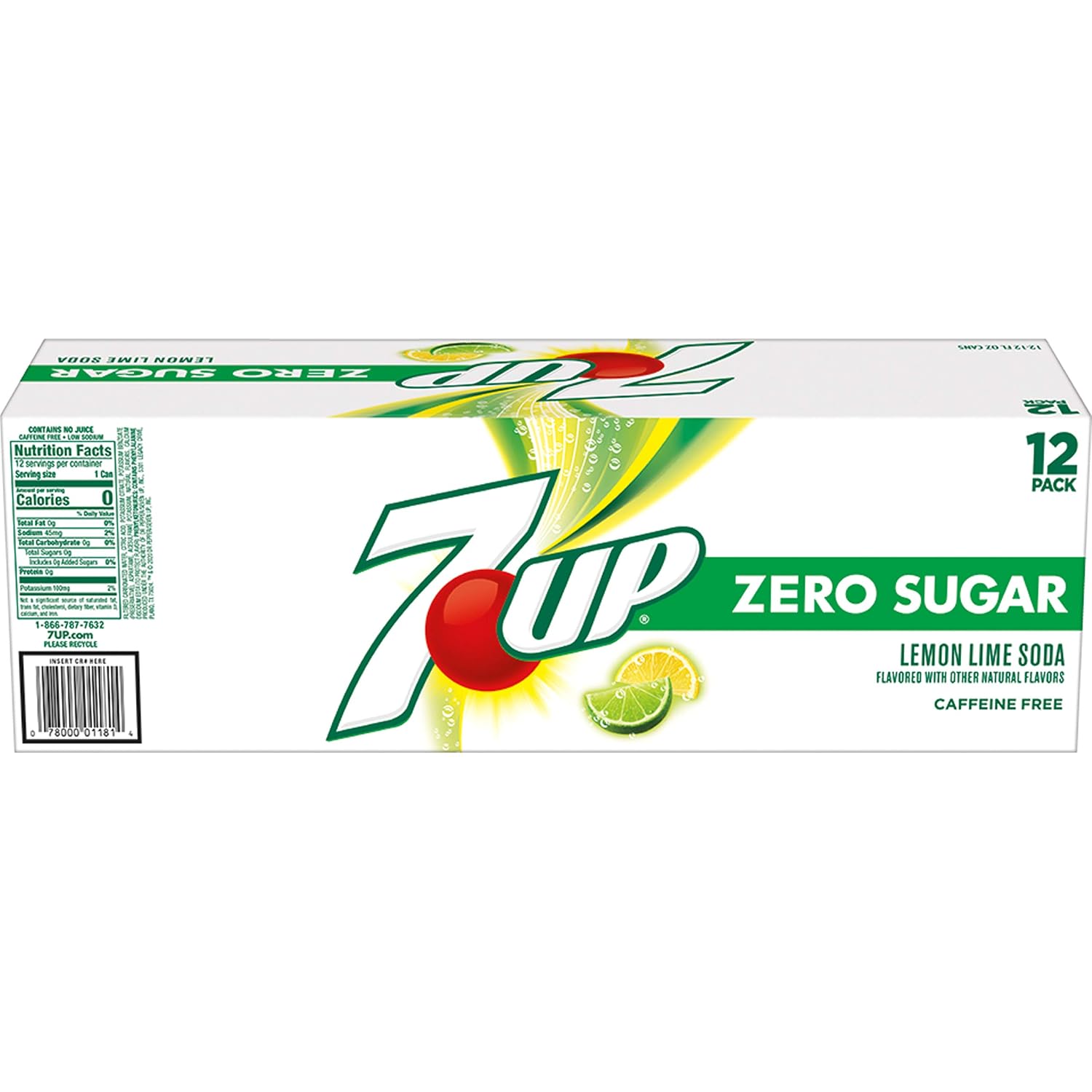 Zero Sugar 7-Up Soda, 12 Oz., Pack of 12