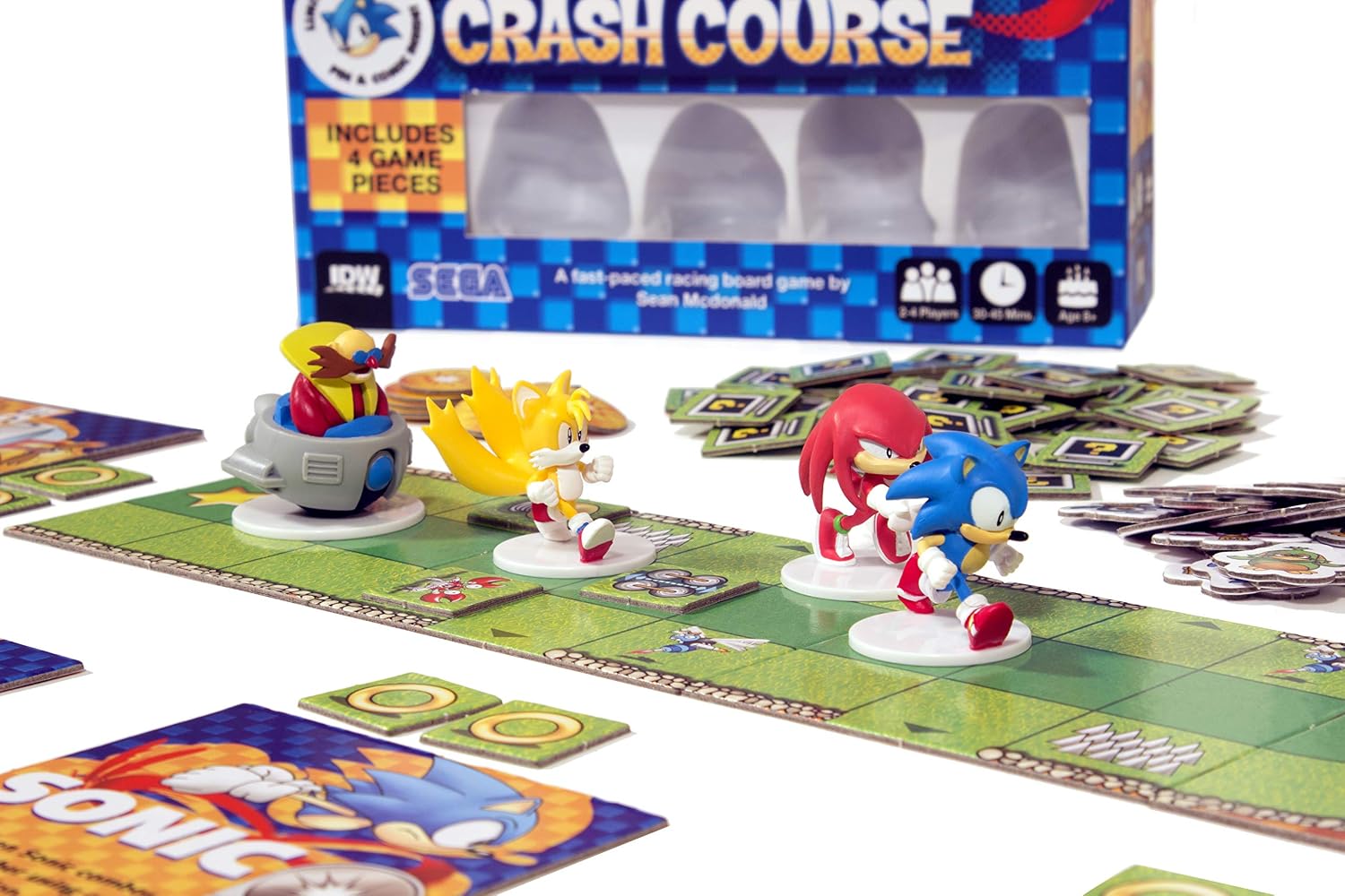 Sonic the Hedgehog Crash Course by IDW Games | Fast-Paced Racing with Build-As-You-Play Track | Chaos Emeralds and Pre-Painted Miniatures | 2-4