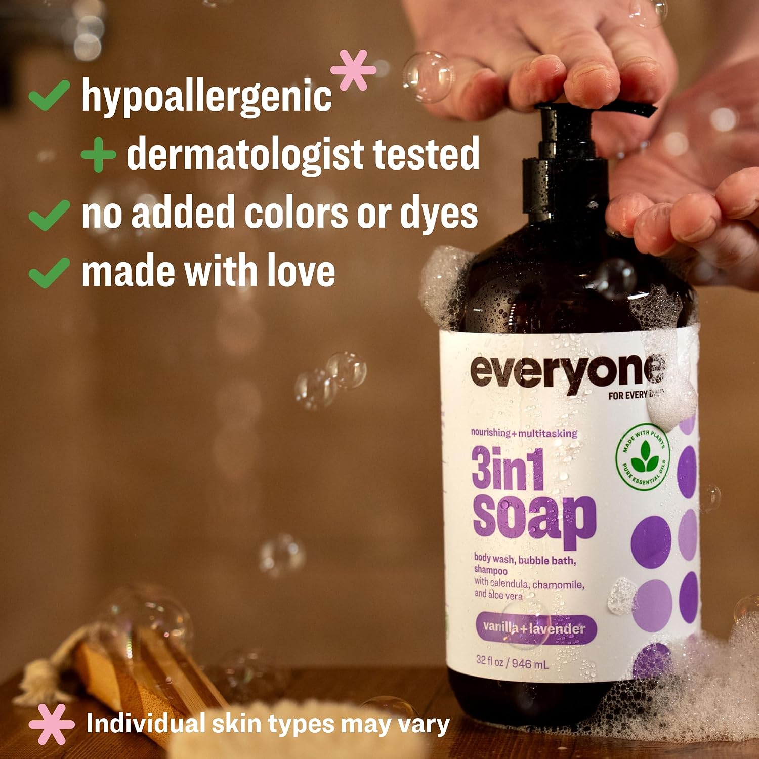 Everyone 3-in-1 Soap Body Wash Bubble Bath Shampoo Coconut Lemon 32oz 2pk | Natural essential oil formula | body wash | shampoo | bubble bath in one | coconut lemon scent | bulk value 2-pack