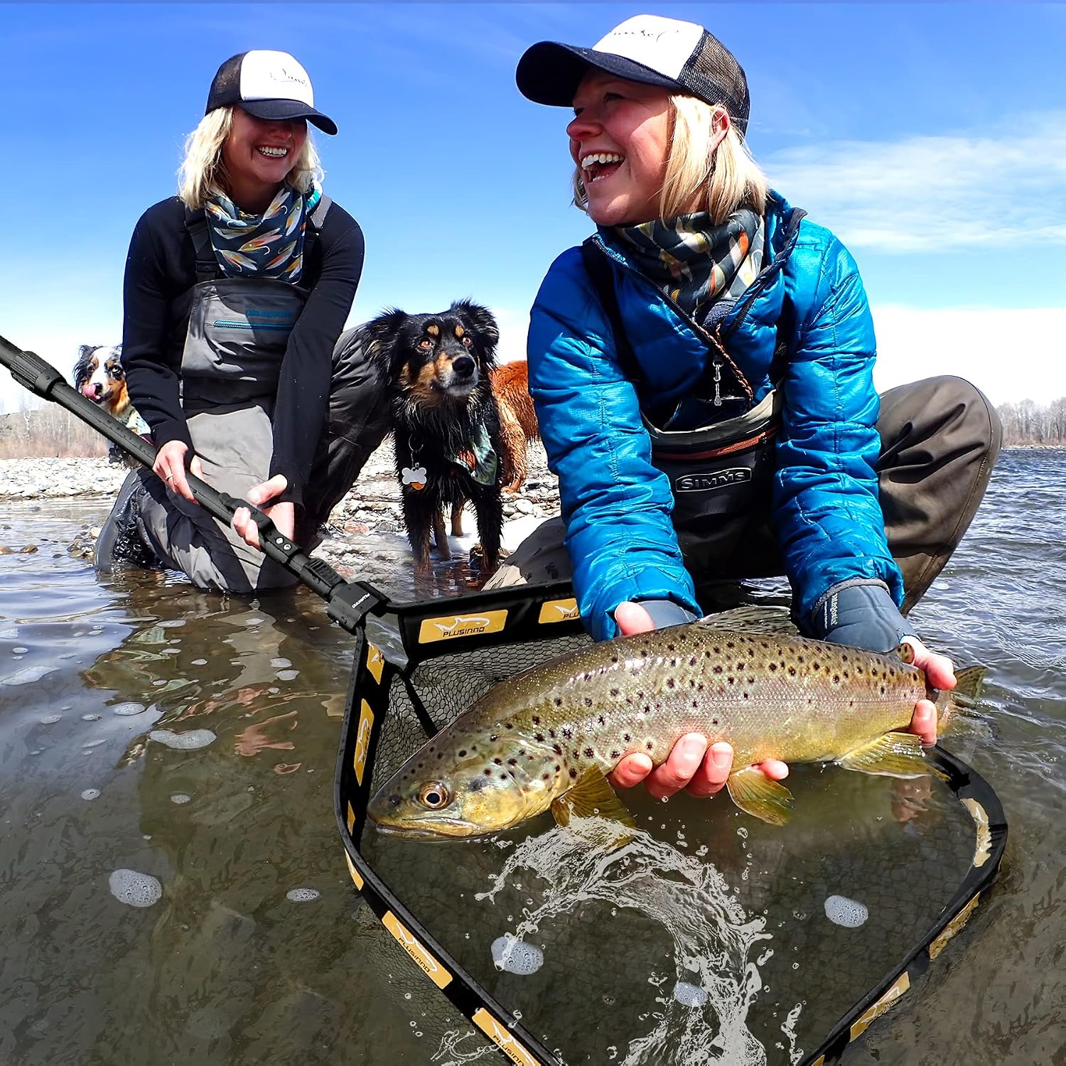 PLUSINNO Floating Fishing Net for Steelhead, Salmon, Fly, Kayak, Catfish, Bass, Trout Fishing