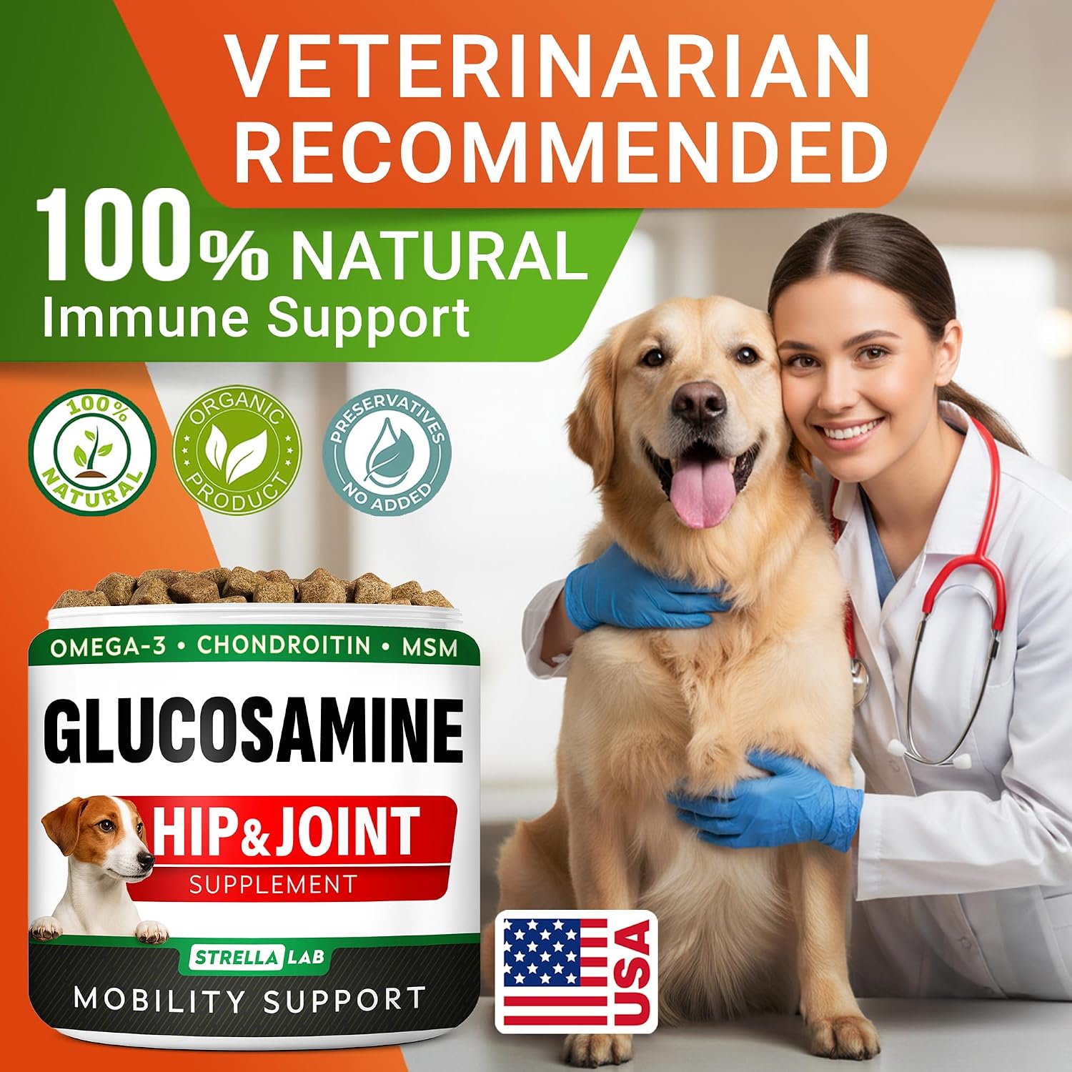 Advanced Glucosamine for Dogs, Chondroitin & MSM Hip Joint Supplement Chews