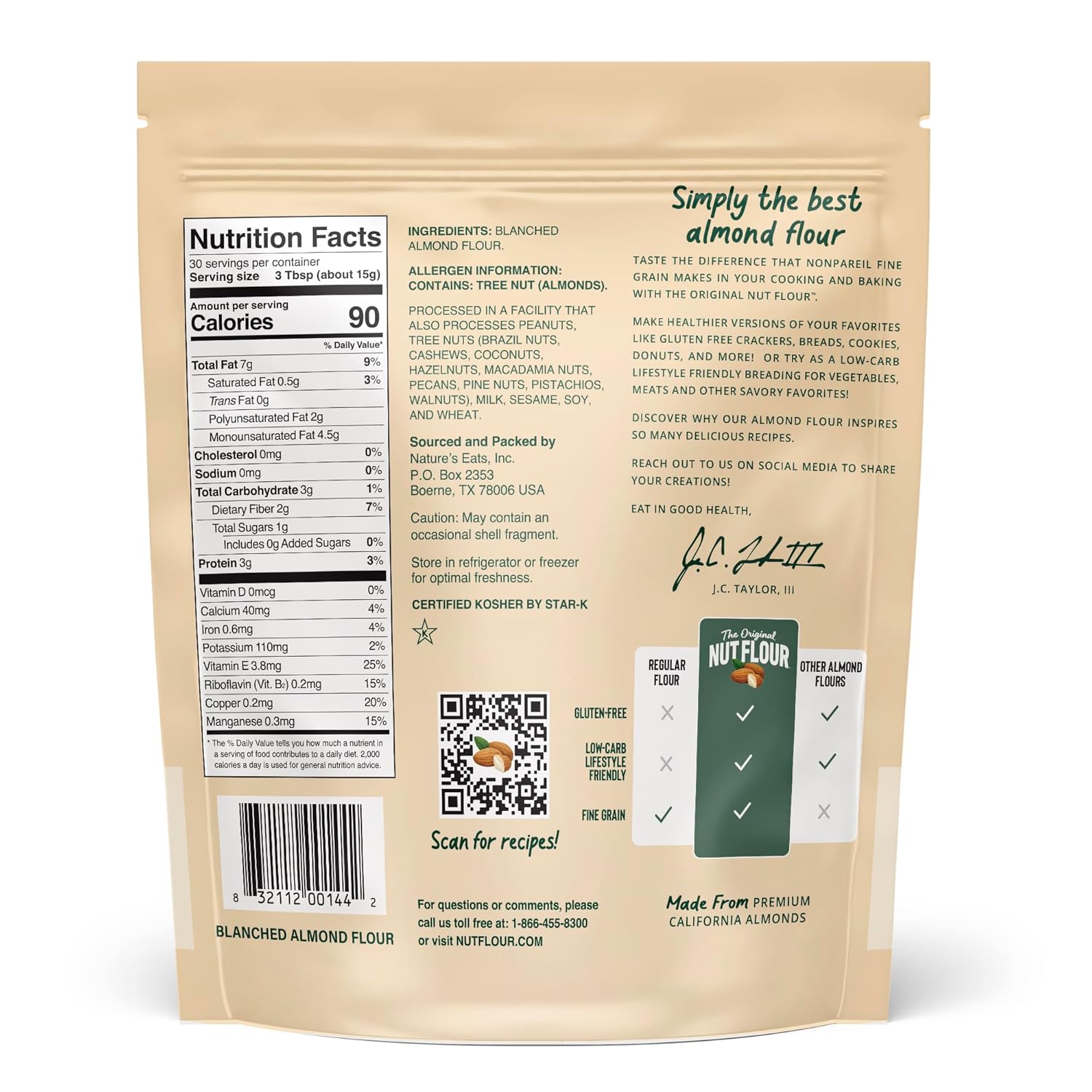 Nature’s Eats Superfine Almond Flour - Finely Sifted, Blanched Gluten Free Nut Flour for Bread, Pancake Mix, Muffins