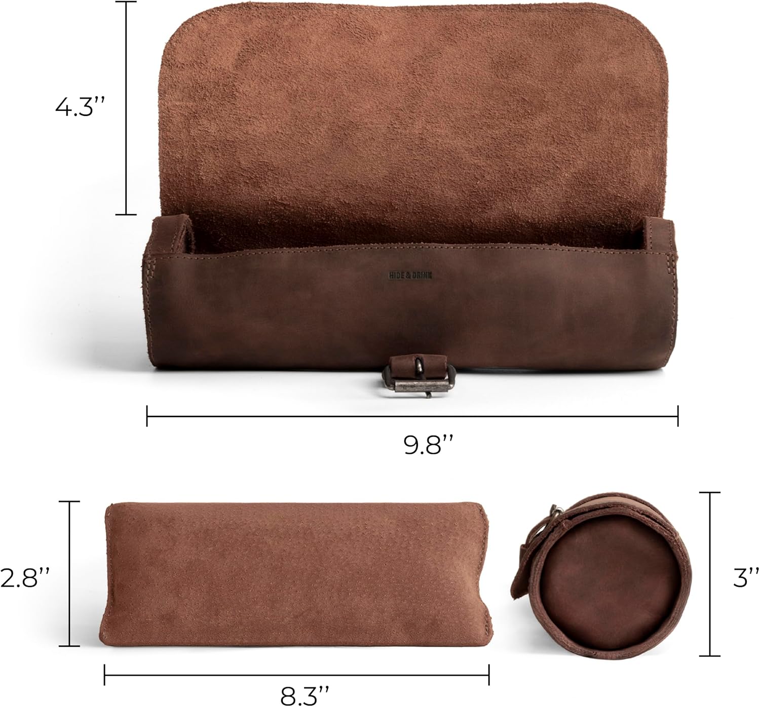 Hide & Drink, Cylinder Watch Case, Holds 4 Watches, Storage Box, Jewelry Roll Organizer, Travel Accessories, Full Grain Leather, Handmade