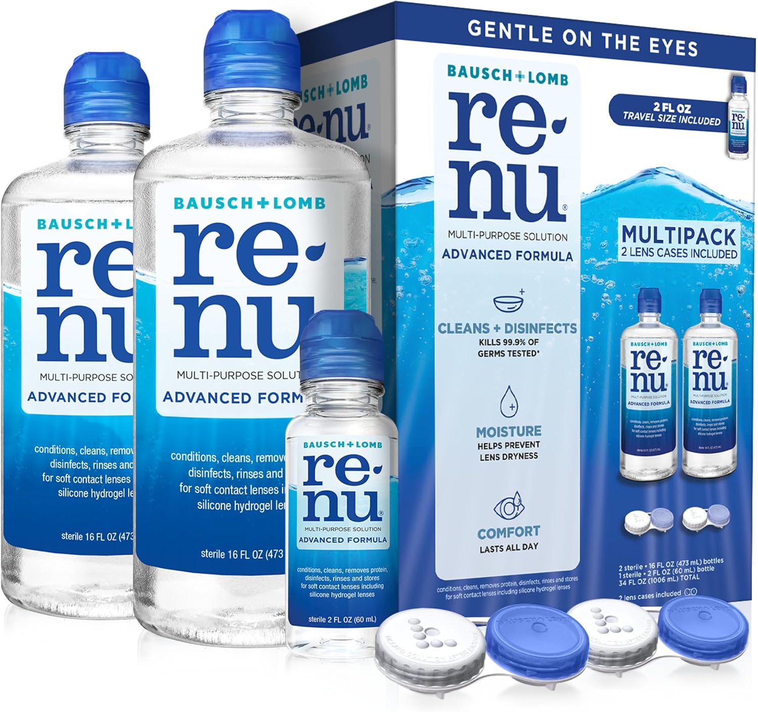 Renu Advanced Multi-Purpose Contact Lens Solution & Case, 16 oz 2-Pack