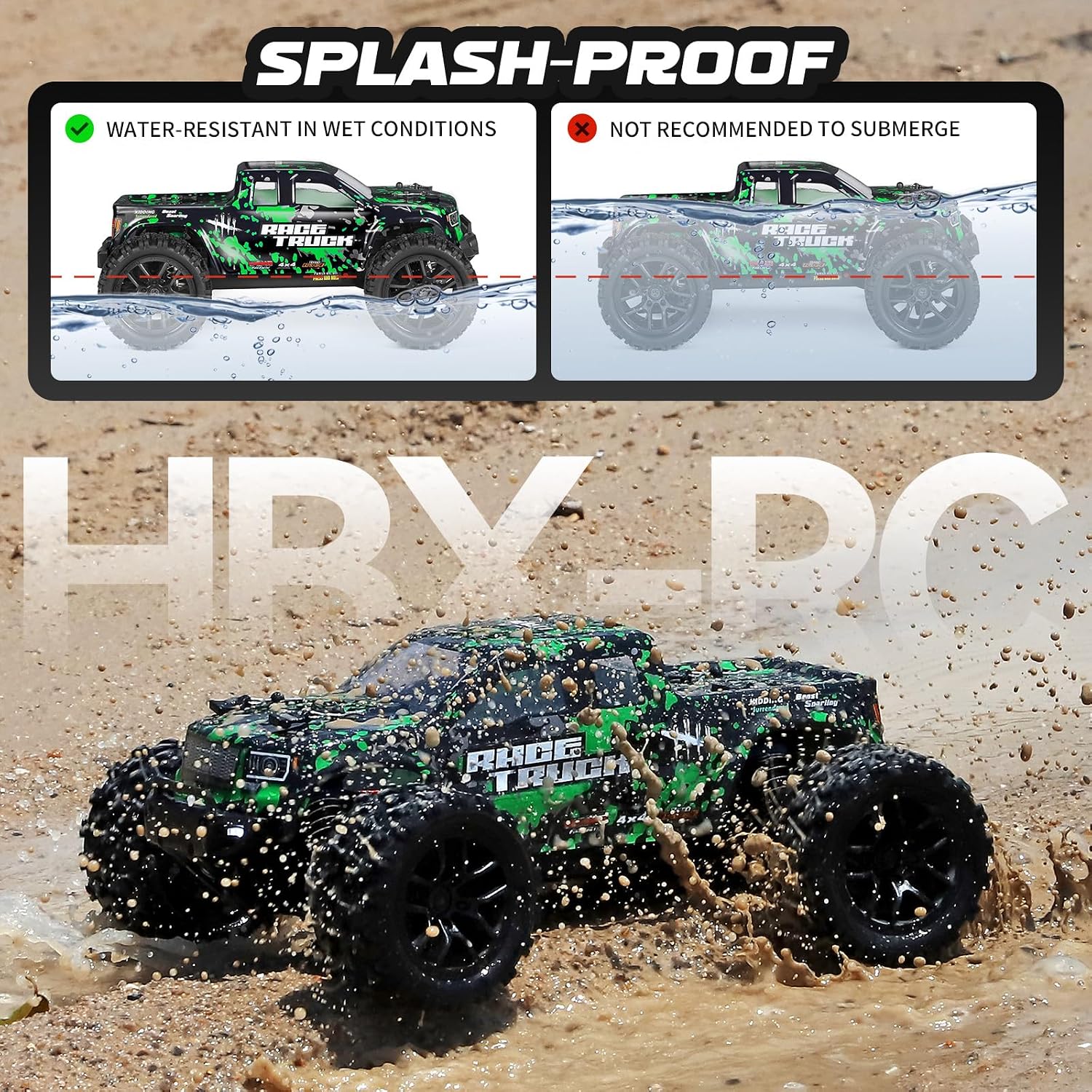 HAIBOXING 18859 1:18 Scale All Terrain RC Car, Hobby 4WD Remote Control Car | 2.4GHz Electric RC Vehicle 36 KPH High Speed 4X4 Waterproof Off-Road RC Truck with Two Rechargeable Batteries for RC Driving