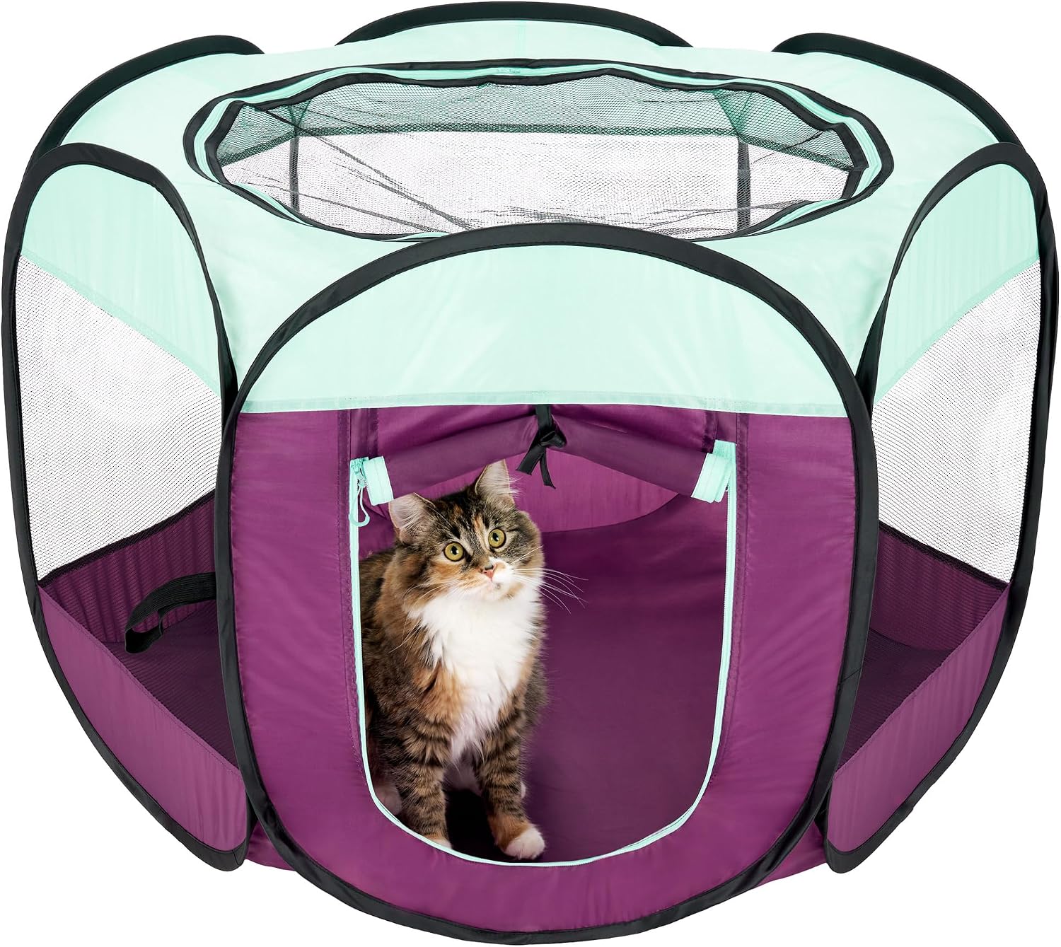 Furhaven Portable Dog Playpen Cat Tent, Pet playground,Kennel foldable indoor outdoor zippered puppy crate - Hunter Green, Medium