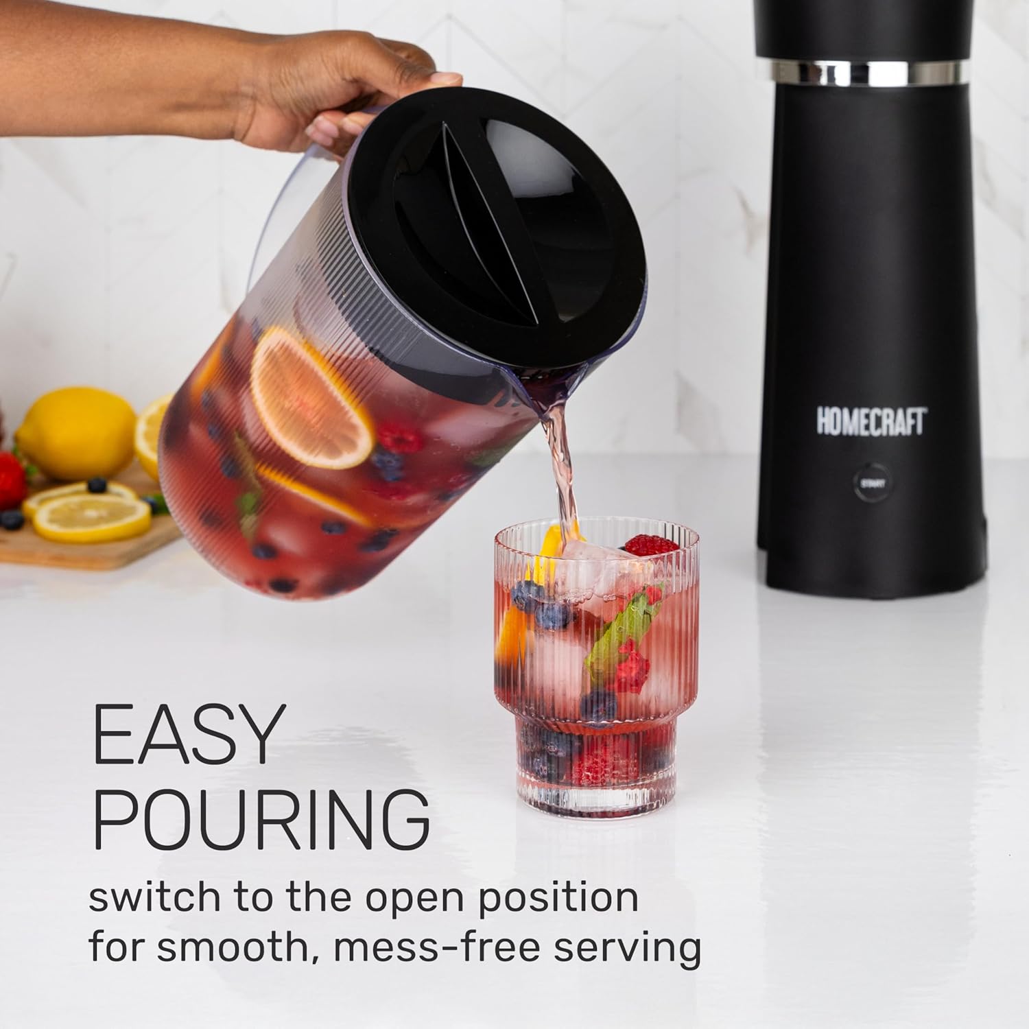 Homecraft 3-Quart Iced Coffee and Tea Maker with Filter Basket, Flavor Enhancer, Adjustable Brew Strength, Black