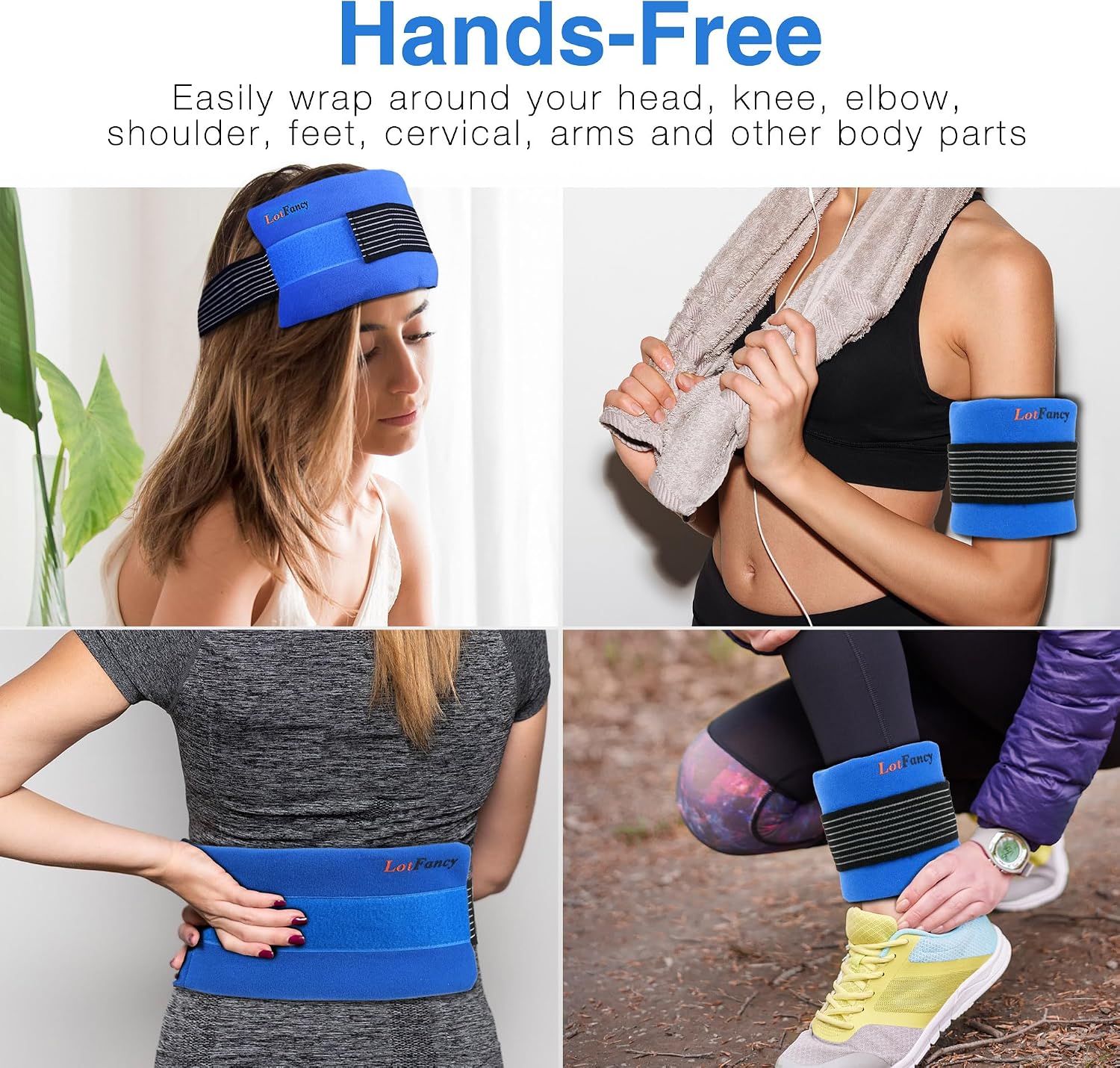 LotFancy Ice Pack for Injuries, Pack of 2, Reusable Hot Cold Pack for Therapy, Cooling or Heating Pad for First Aid, Back Shoulder Neck Head Feet Pain Relief, 11 x 5 Inches