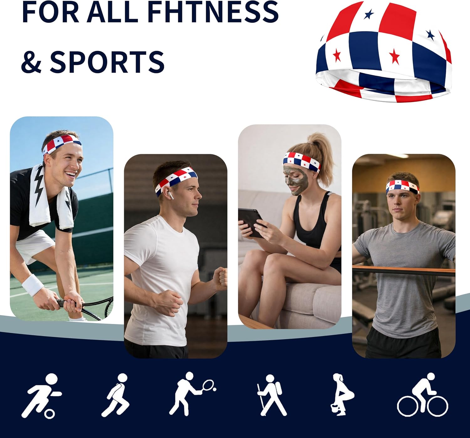 Sports Headband for Women Men,Flag Pattern Workout Head Band,Sweat Bands,Women Running Cycling Yoga Fitness,WorkoutSports Gift
