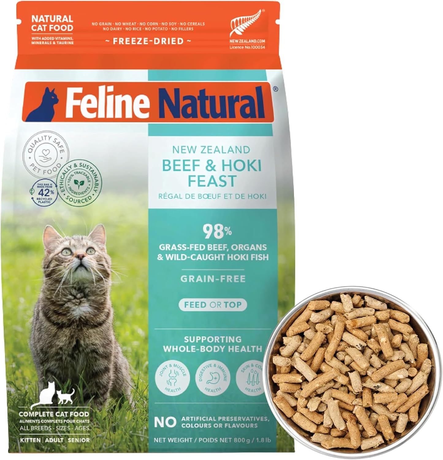 Feline Natural - High Protein Freeze Dried Dry Cat Food with 98% Meat