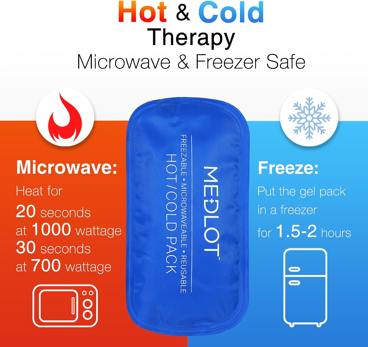 LotFancy Ice Pack for Injuries, Pack of 2, Reusable Hot Cold Pack for Therapy, Cooling or Heating Pad for First Aid, Back Shoulder Neck Head Feet Pain Relief, 11 x 5 Inches
