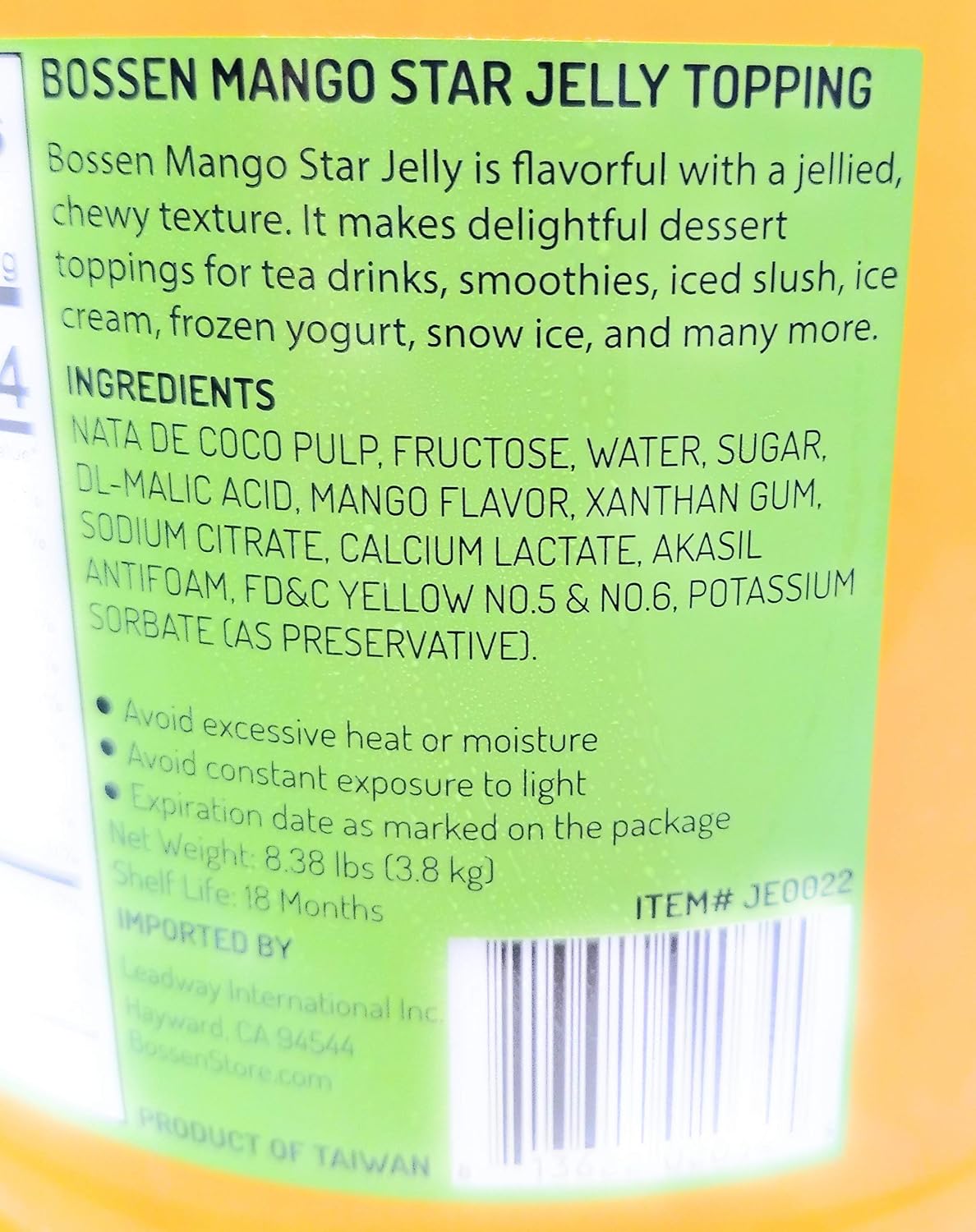 Bossen mango star jellies boba topping 8.38lb tub
