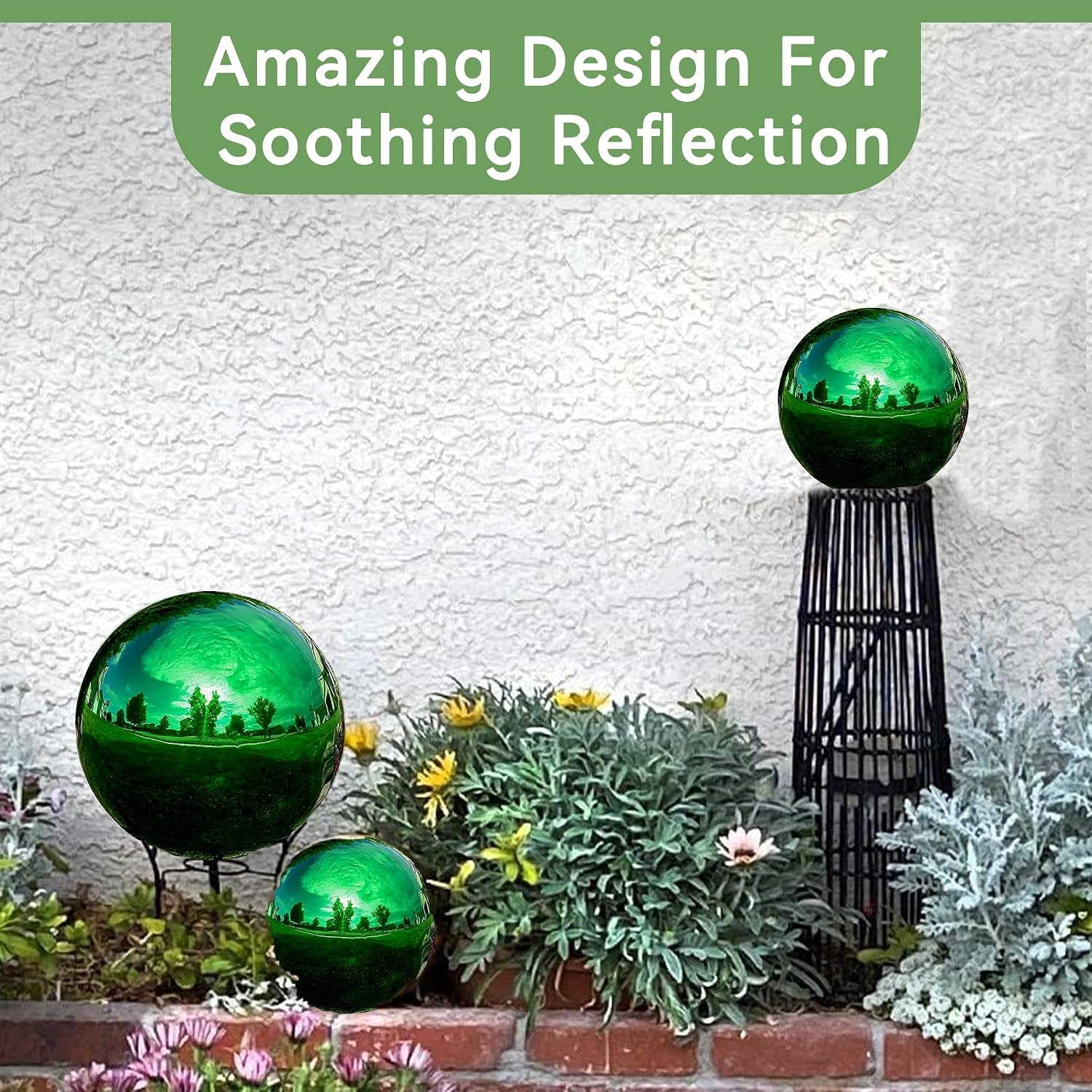 Lily's Home 12 Inch Stainless Steel Gazing Globe Mirror Ball, Colorful and Shiny Addition to Any Garden or Home, Ideal As a Housewarming Gift, Silver