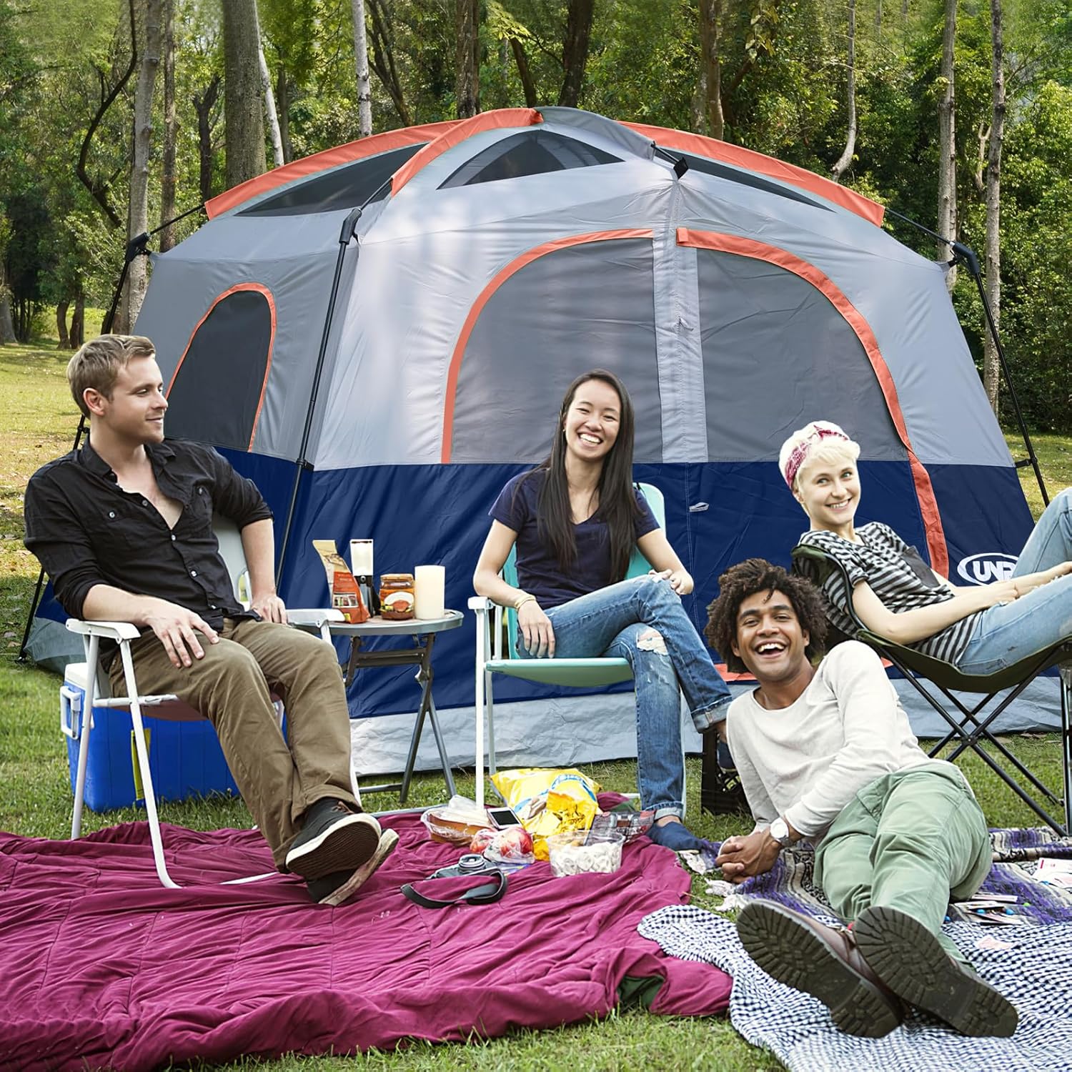 UNP 6 Person Tents for Camping Waterproof Family Cabin Tent with Rainfly