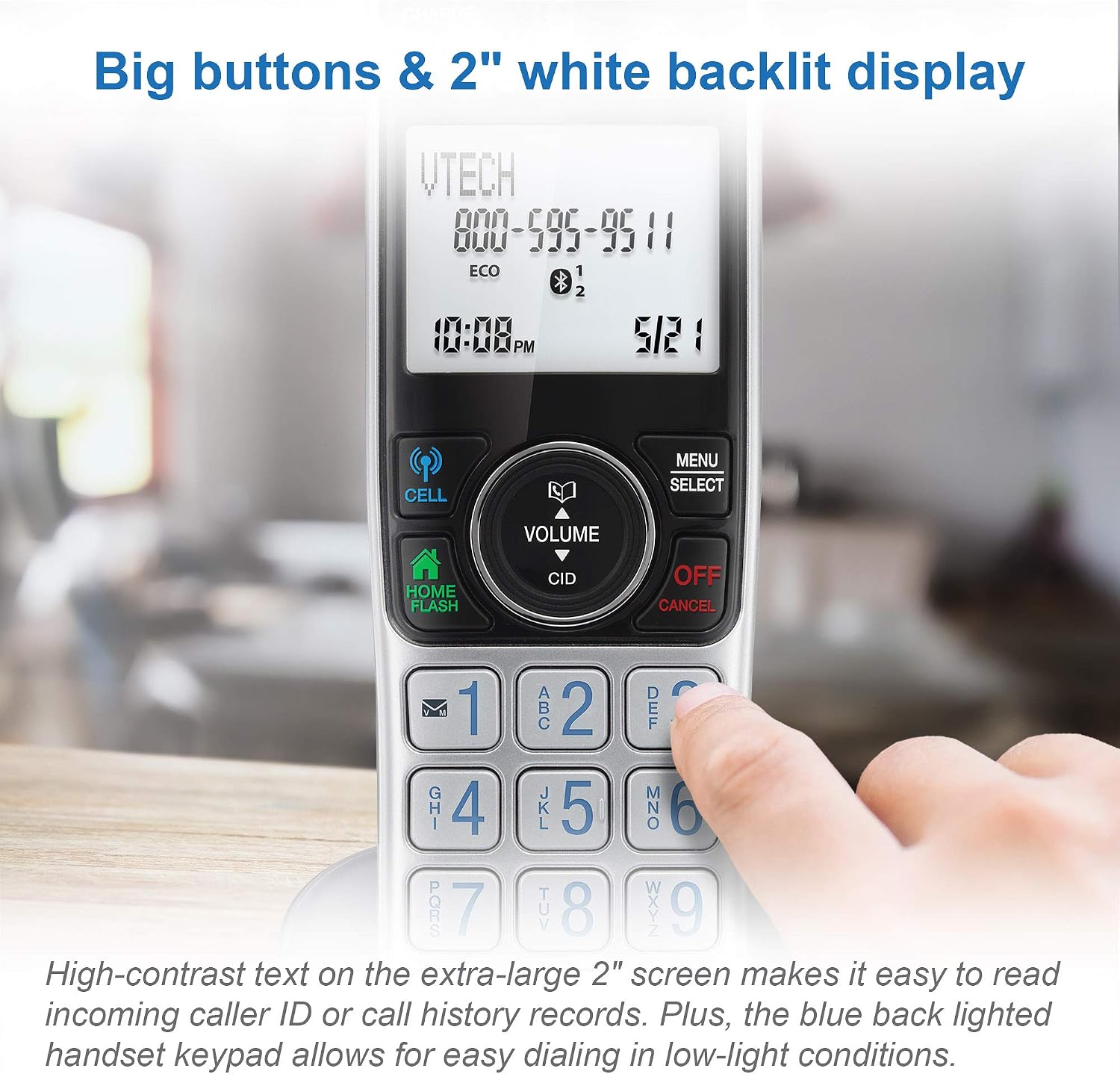 VTech VS112-27 2 Handset Cordless Phone with Answering Machine, Call Blocking, Caller ID, Intercom and Connect to Cell