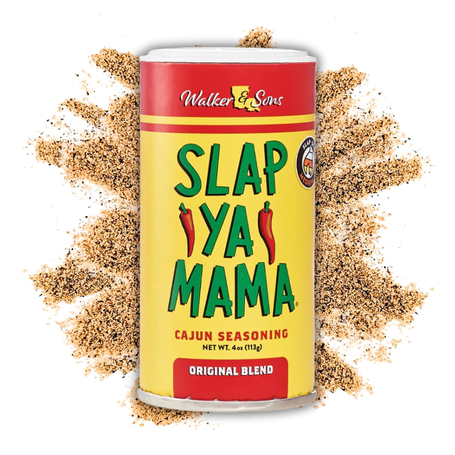 Slap Ya Mama Original Cajun Seasoning, 4 oz | one 4 oz canister of Original Blend Cajun seasoning for chicken, seafood, vegetables, grilling