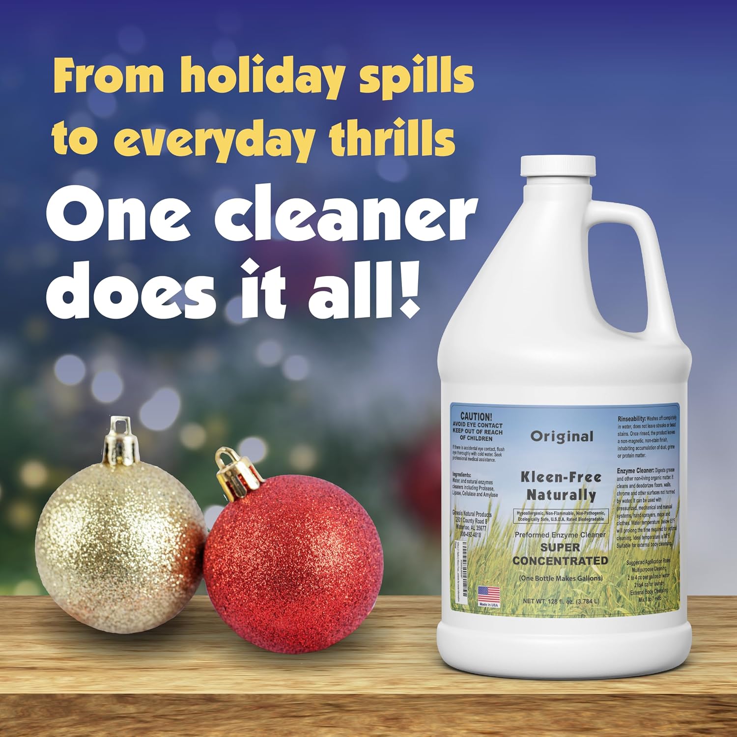 Naturally Preformed Enzyme Cleaner, Enzyme Solution, Multi-Purpose Cleaner, Laundry Additive and More - Concentrate - Original Scent - 128oz (1 Gallon)