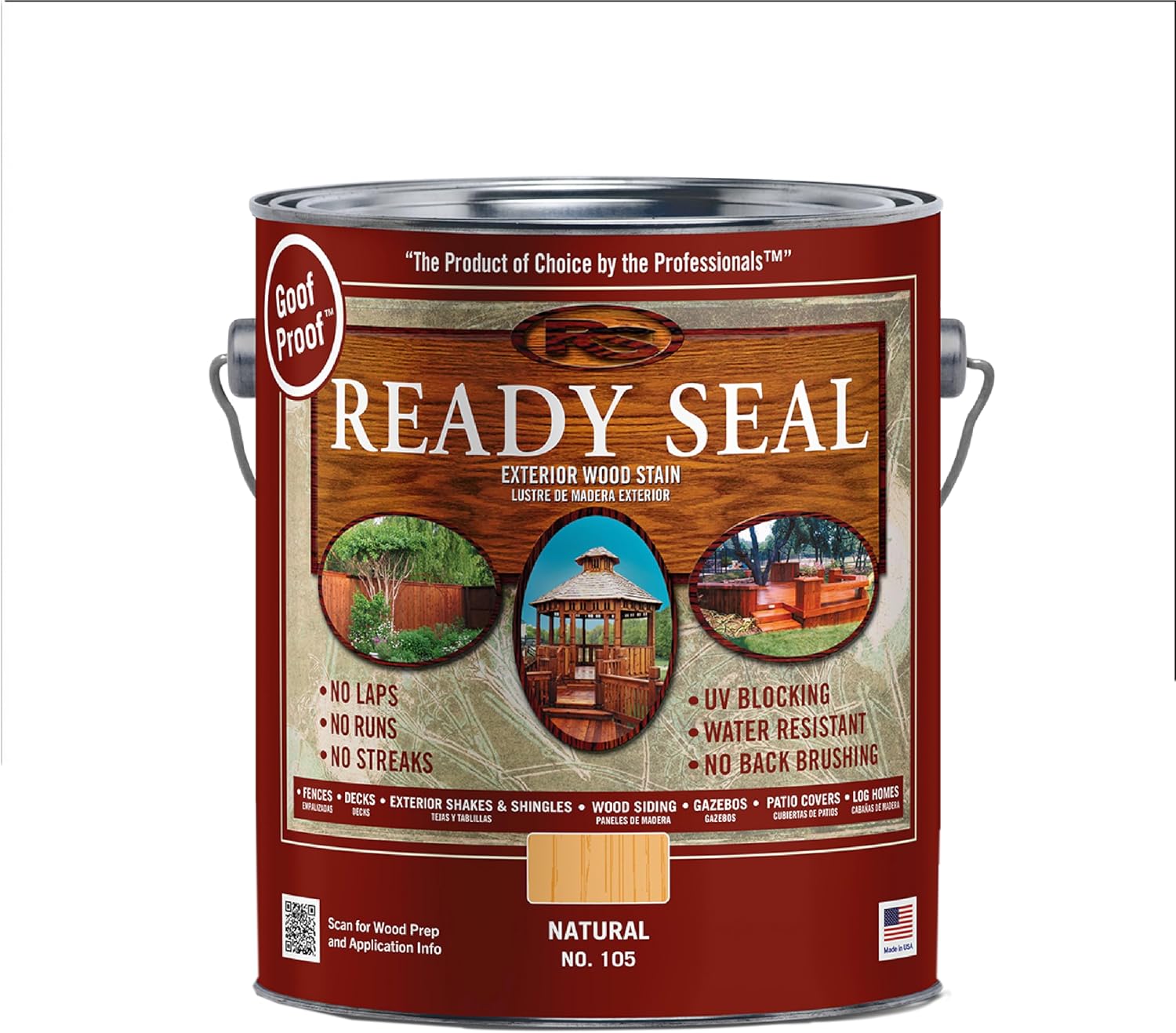 Ready Seal 7966104 5 gal Pail Exterior Wood Stain & Sealer, Light Oak