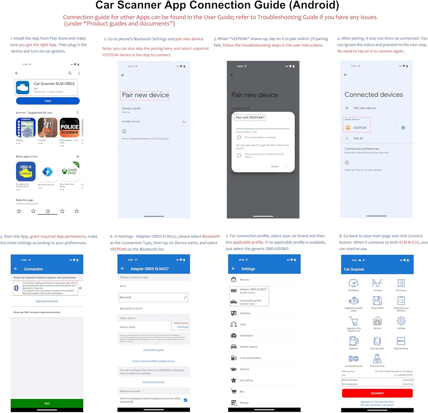 Veepeak OBDCheck BLE+ Bluetooth OBD II Scanner for iOS & Android, Car Check Engine Code Reader Wireless OBD Diagnostic Scan Tool