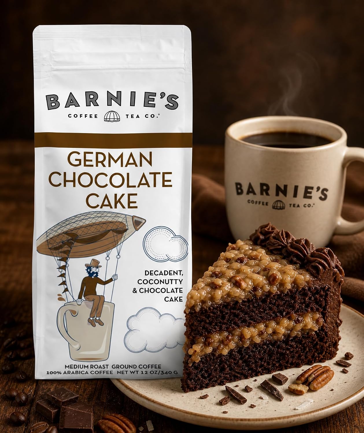 Barnie's Coffee English Salted Toffee Ground Coffee with Caramel, Molasses and Salted Creamy Butter Flavors, Medium Roasted Arabica Coffee Beans