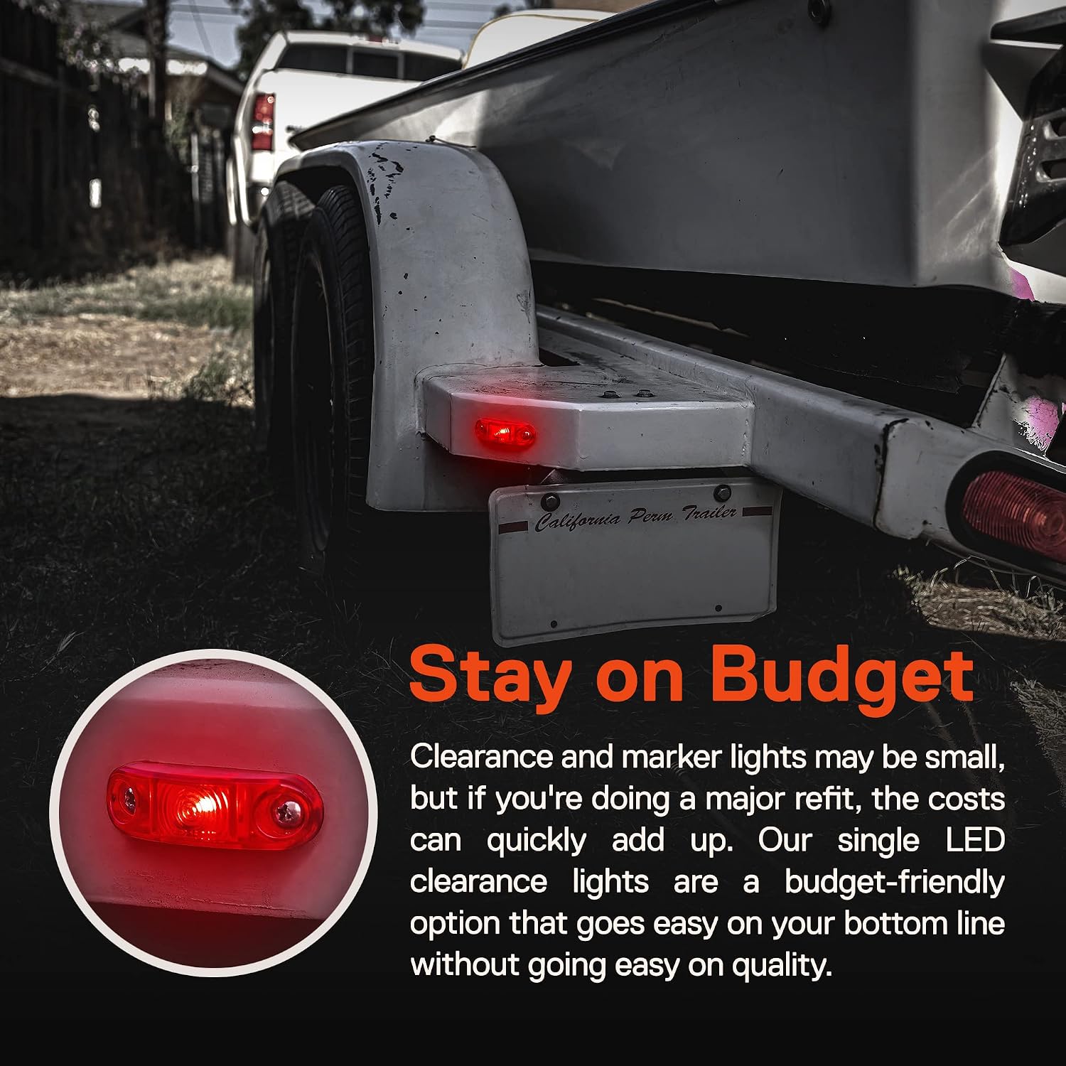 TRUE MODS 2pc 2.5" Amber Oval LED Trailer Marker Lights for Boat Trailer RV
