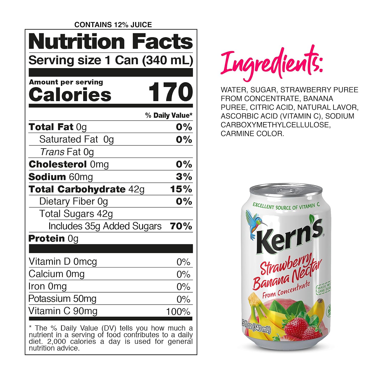 Kern’s Tropical Fruit Nectar Juice Variety Pack - Mango Nectar & Peach Juice - Made from Fruit Puree for Smoothie Mix, Cocktail Mixers & Kids Drinks - 11.5oz, 12 Pack Canned Drinks