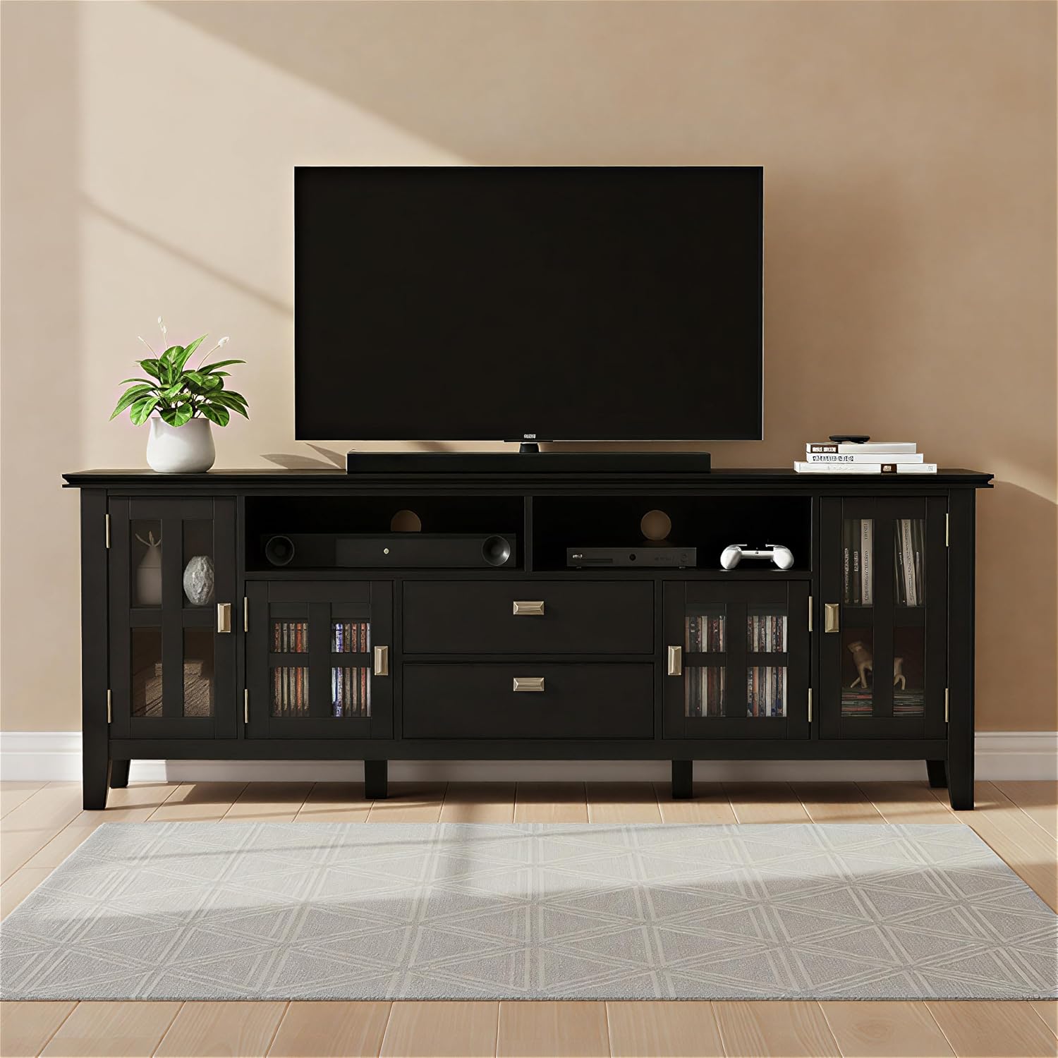 SIMPLIHOME Artisan 53" Wide Solid Wood TV Stand in Russet Brown