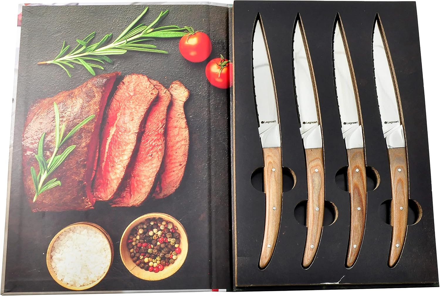 Porterhouse 4-Piece Steak Knife Set with Light Wood Handle