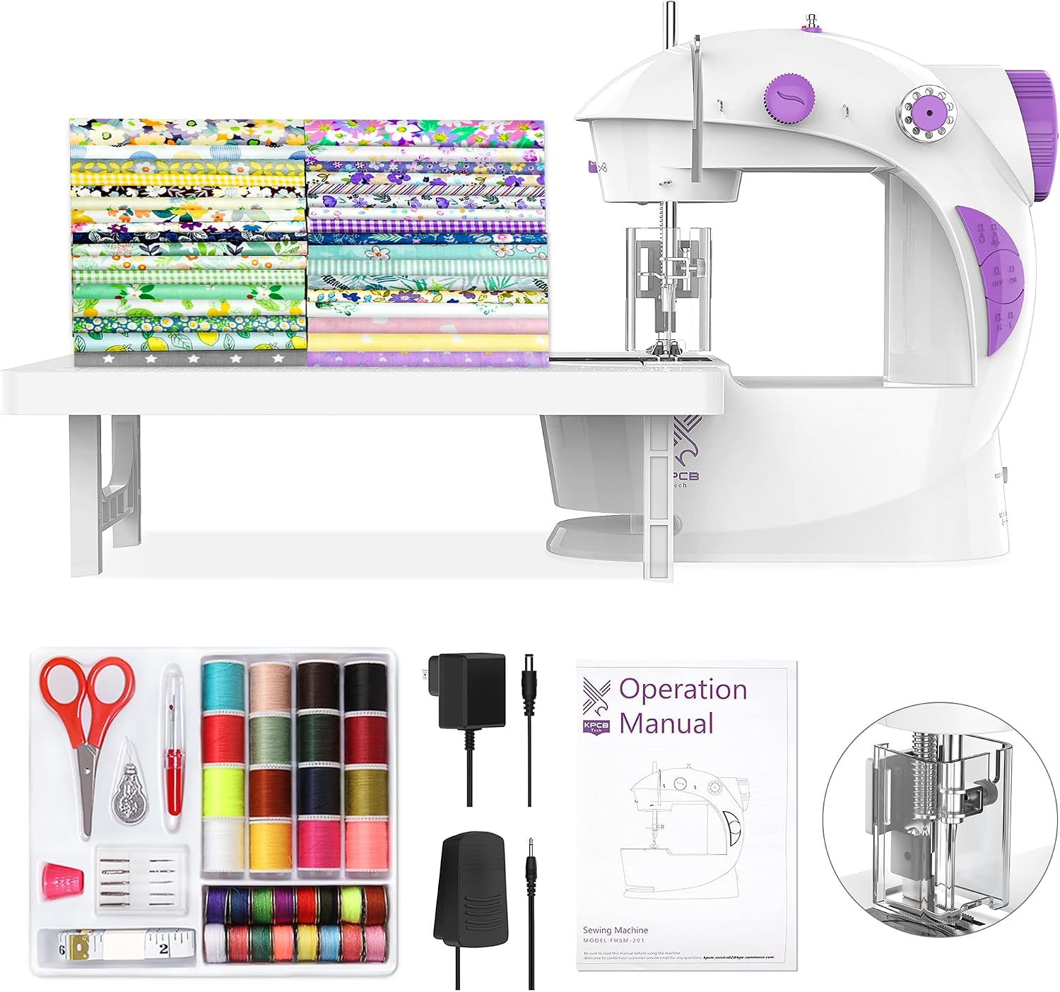 Sewing Machine for Beginners with Fabrics&Finger Guard, Mini Size