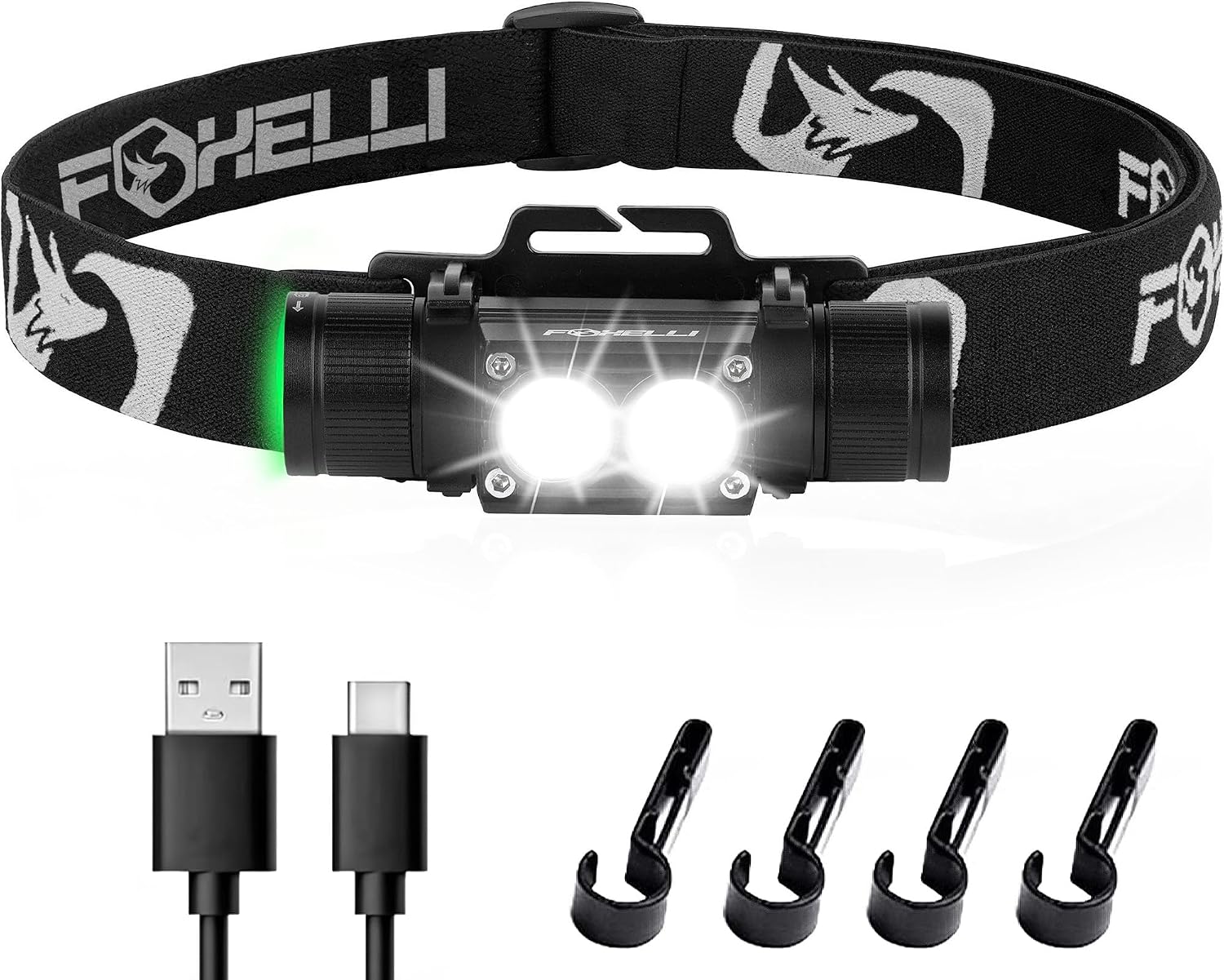 Foxelli Ultra Bright Rechargeable Headlamp – IPX7 Waterproof, 1200 Lumen LED Light for Work & Outdoors