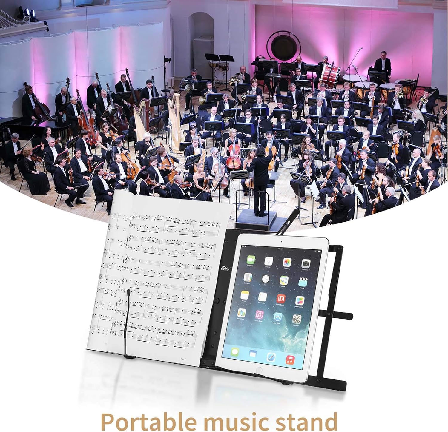 Eastar ESMF-3 Tabletop Music Stand for Sheet Music (Black)