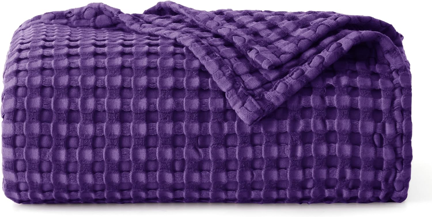 Bedsure Cooling Waffle Blanket for Hot Sleepers, Ivory, Queen, 90"x90"