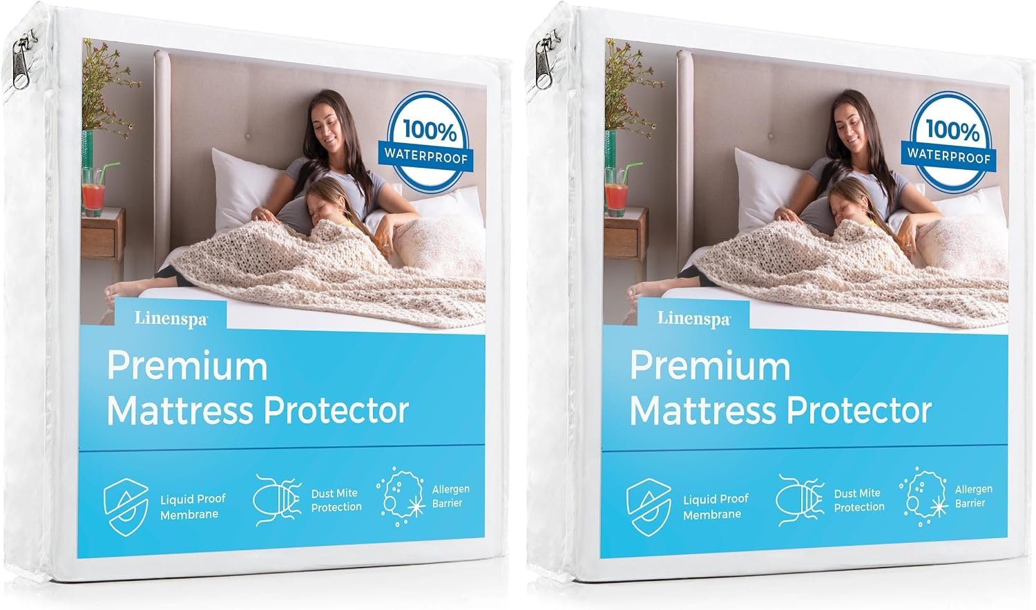 Linenspa Waterproof Mattress Protector, Queen Size – Fitted Sheet Style, Breathable, Machine Washable & Dryer Safe, White