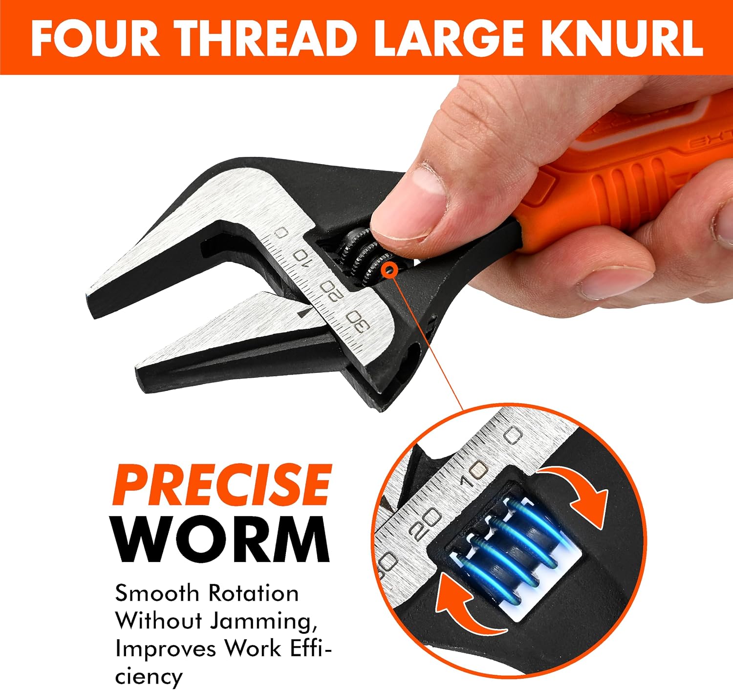 VANQUISH 12 Inch Adjustable Wrench, 2-3/8” Wide Jaw Opening Plumbing Wrench, CR-V Steel, SAE and Metric Scale Marked, With Comfort Grip Handle and Hanging Hole (3154)