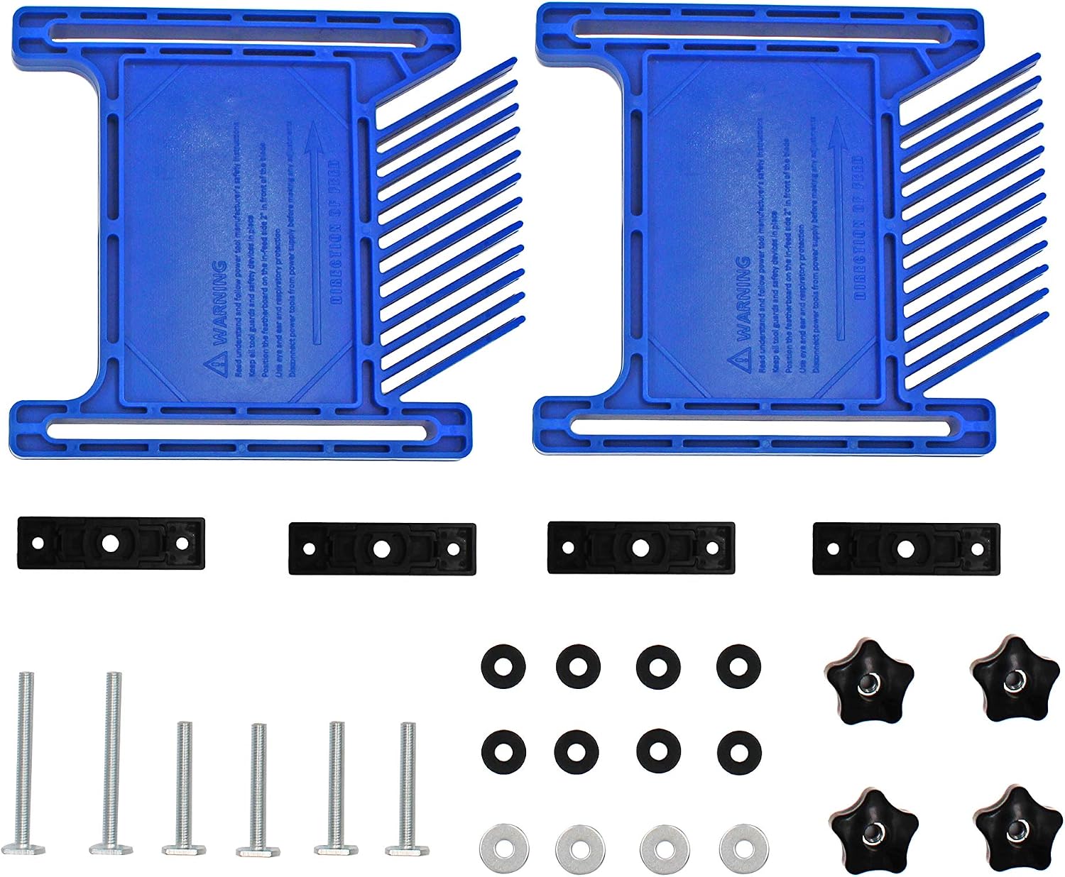 PRS3020 Featherboard for Table Saw, Router Table, Bandsaw, Replace for Kreg Compatible with Standard 3/8" x 3/4" T-slot and Miter Slot, Blue