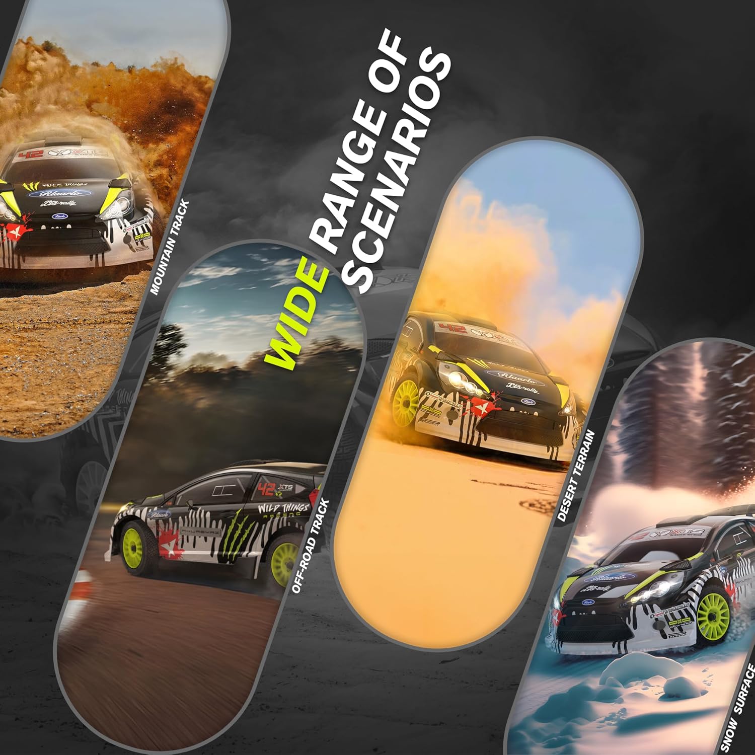 1/10 Brushless RC Cars, 50 MPH Rally Car, 4WD, Waterproof, 8+ Ages | 45A Waterproof ESC, 11KG Micro Servo, 2852 3800KV Brushless Motor, 3S Lipo