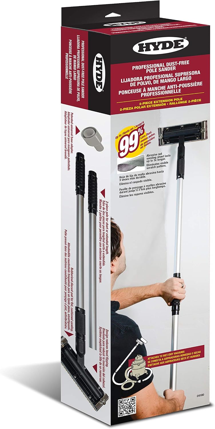 HYDE 09180 Dust-Free Vacuum Sander, Professional Pole Sander