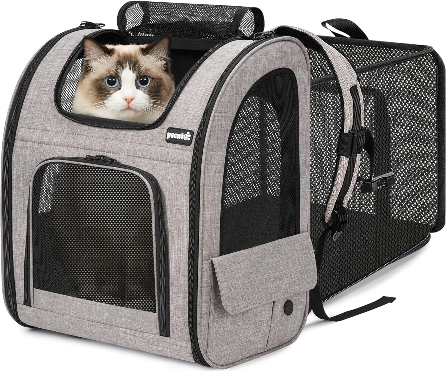 pecute Cat Backpack Expandable, Cat Carrier Backpack with Breathable Window