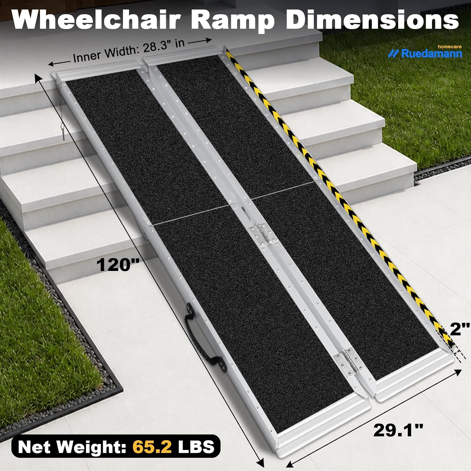 Ruedamann 2 FT Portable Wheelchair Ramp, 30" Wide