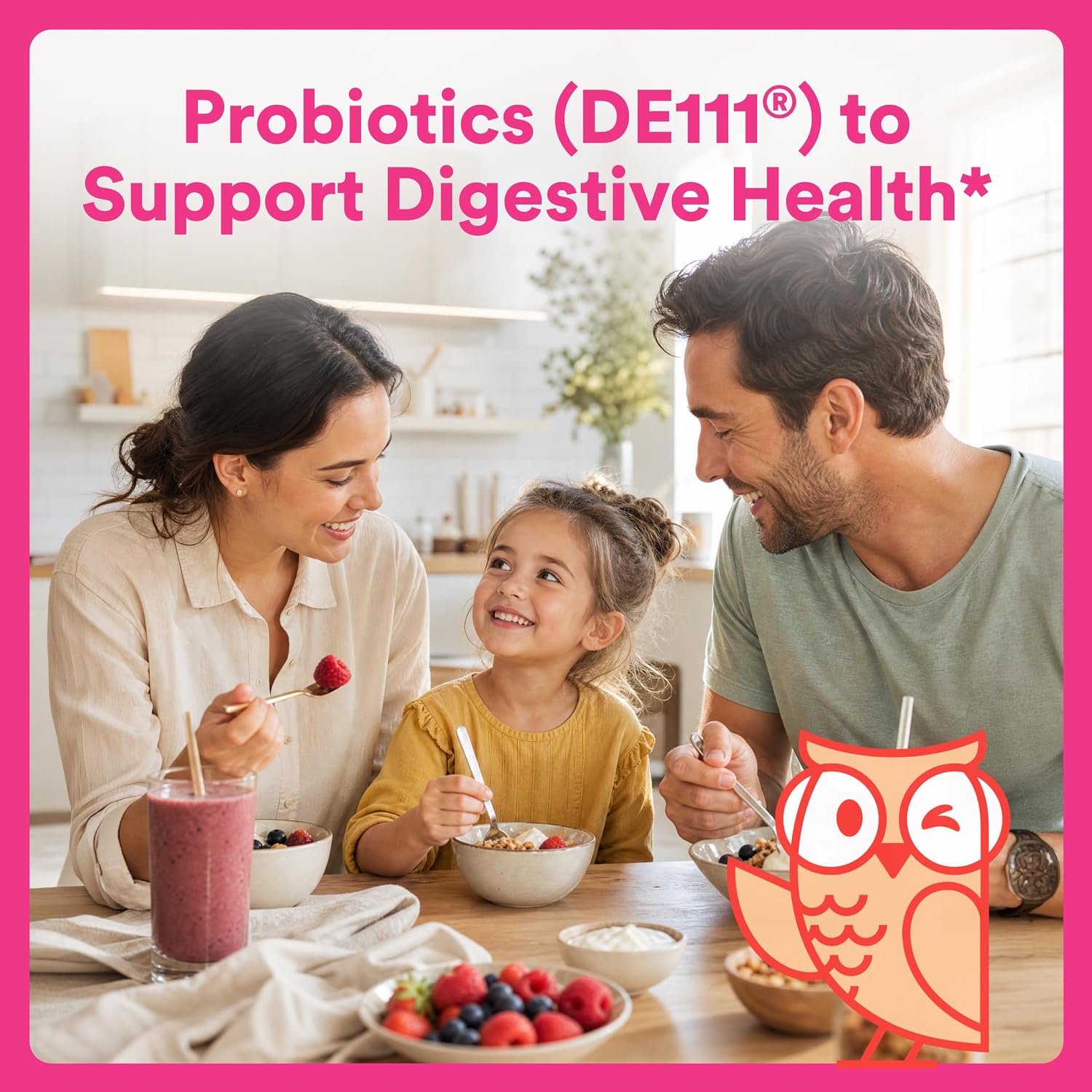 SmartyPants Kids Probiotic & Prebiotic Gummies for Digestive Health: Gut Health Supplement, Clinically Studied Prebiotic for Immune Support, Strawberry, 60 Count (30 Day Supply)