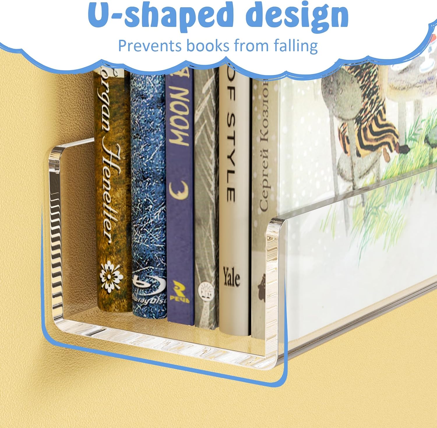 NIUBEE 24”Acrylic Floating Bookshelves for Kids Wall Shelves 2 Packs | Premium Acrylic 50% Thicker with Screwdriver Clear Bathroom Extra-Large Storage Shelves Display Organizer
