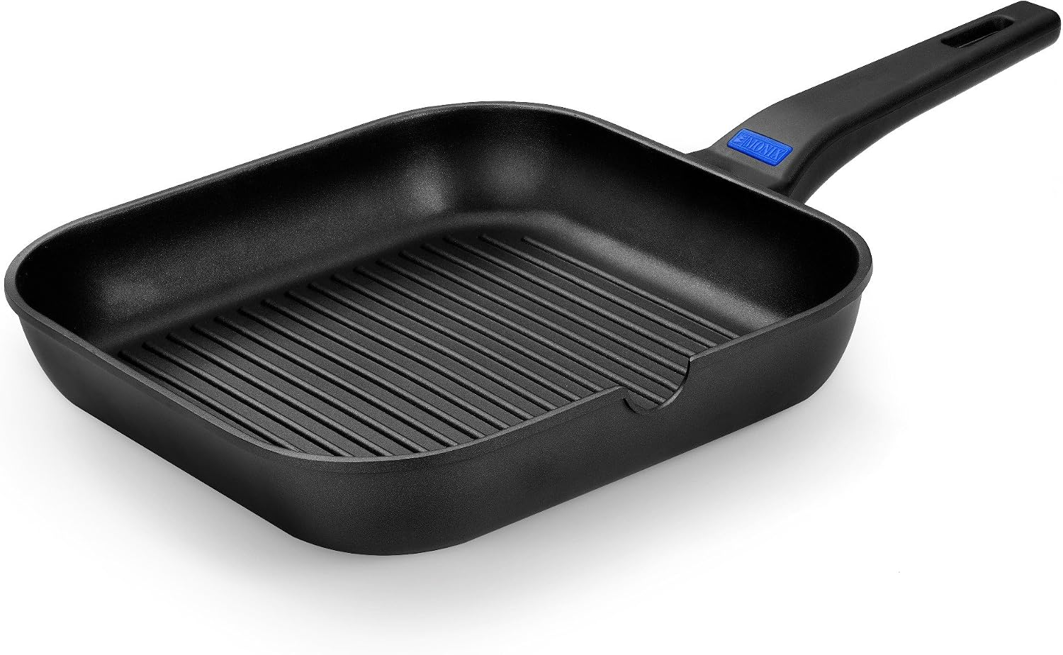 Monix Solid+ Cast Aluminium Non-Stick Ribbed Hot Plate, 40 cm, Black